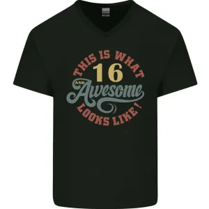 16th Birthday 60 Year Old Awesome Looks Like Mens V-Neck Cotton T-Shirt