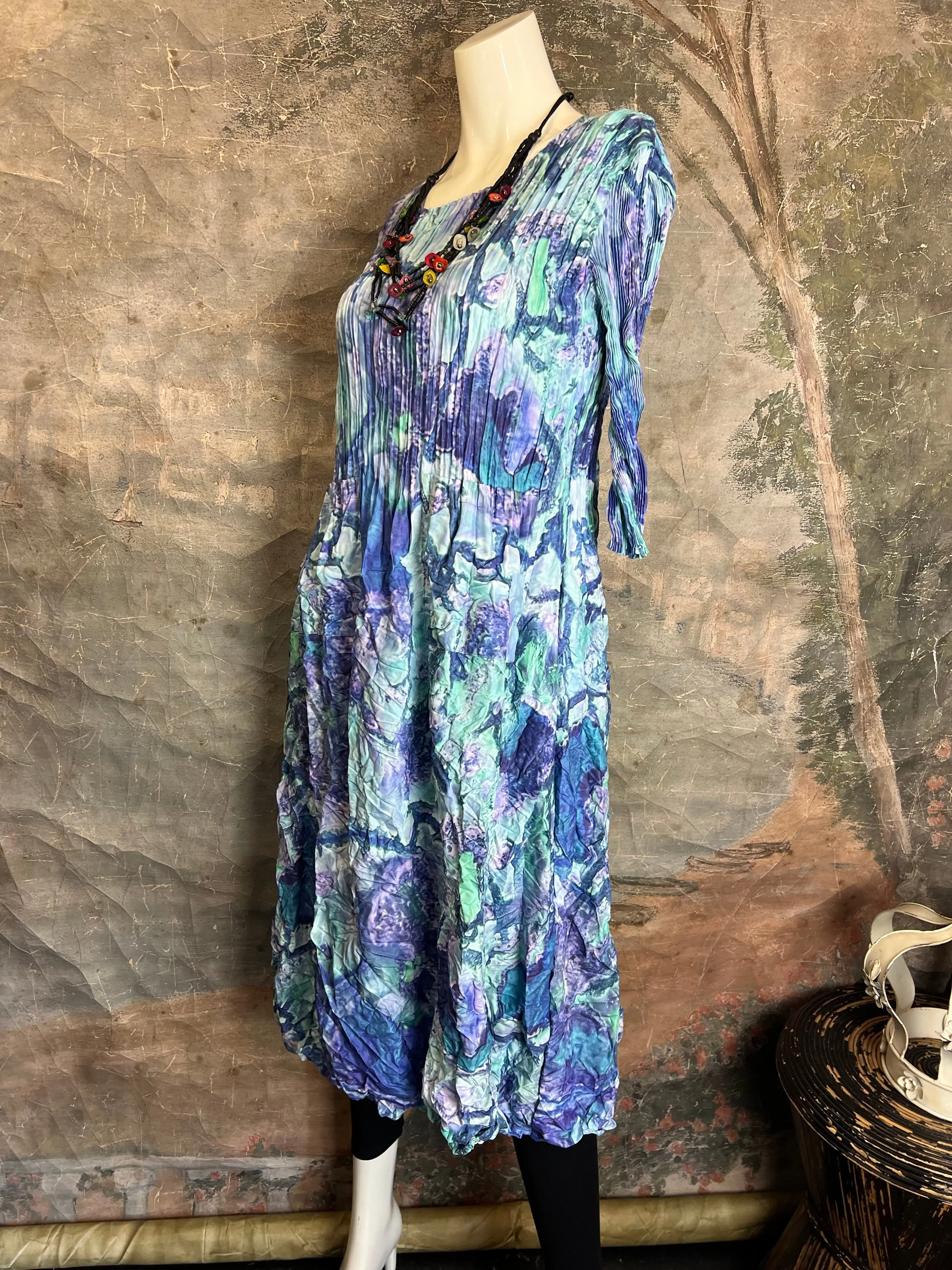 ACD544 3/4 Slv Smash Dress-Delta