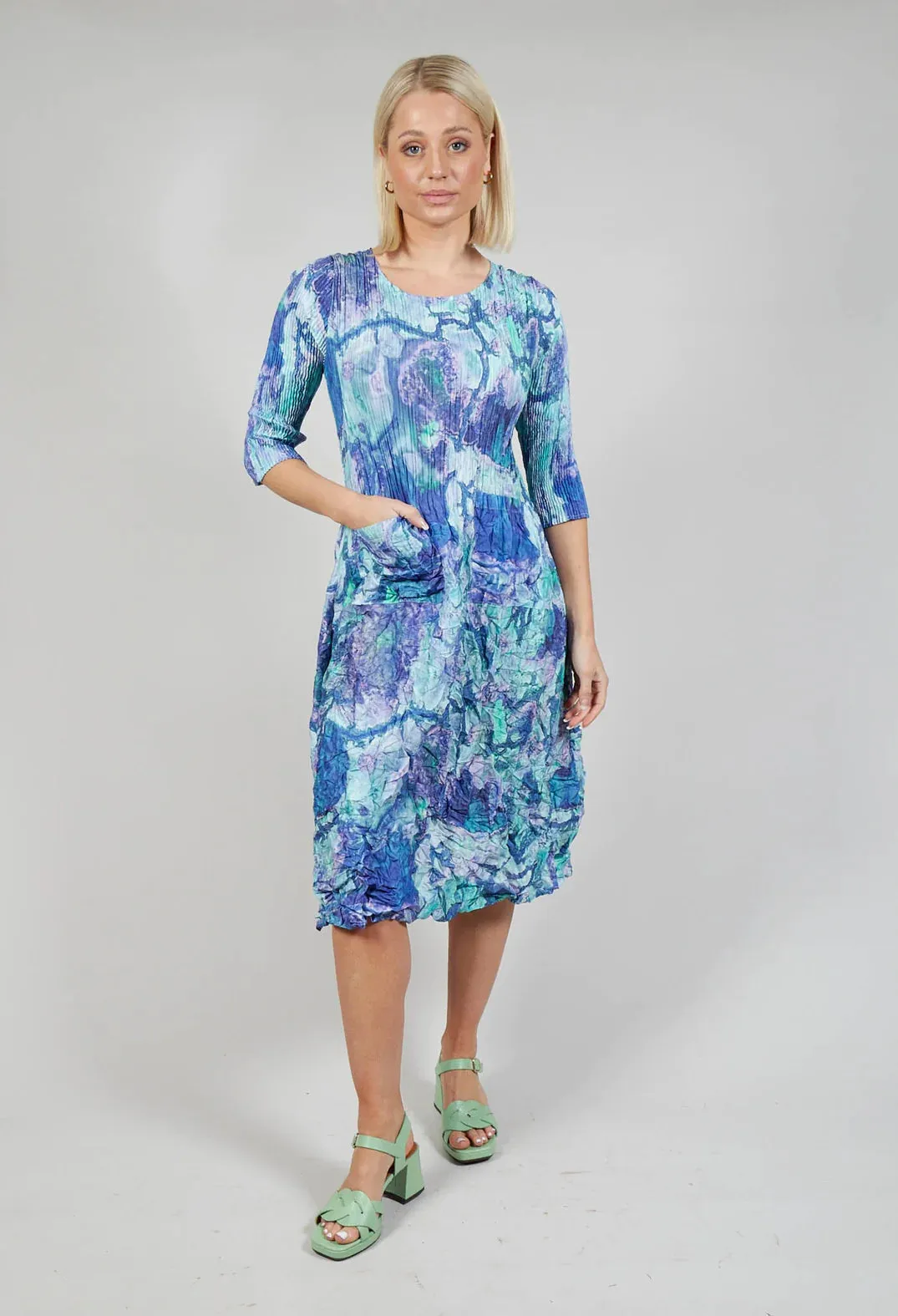ACD544 3/4 Slv Smash Dress-Delta