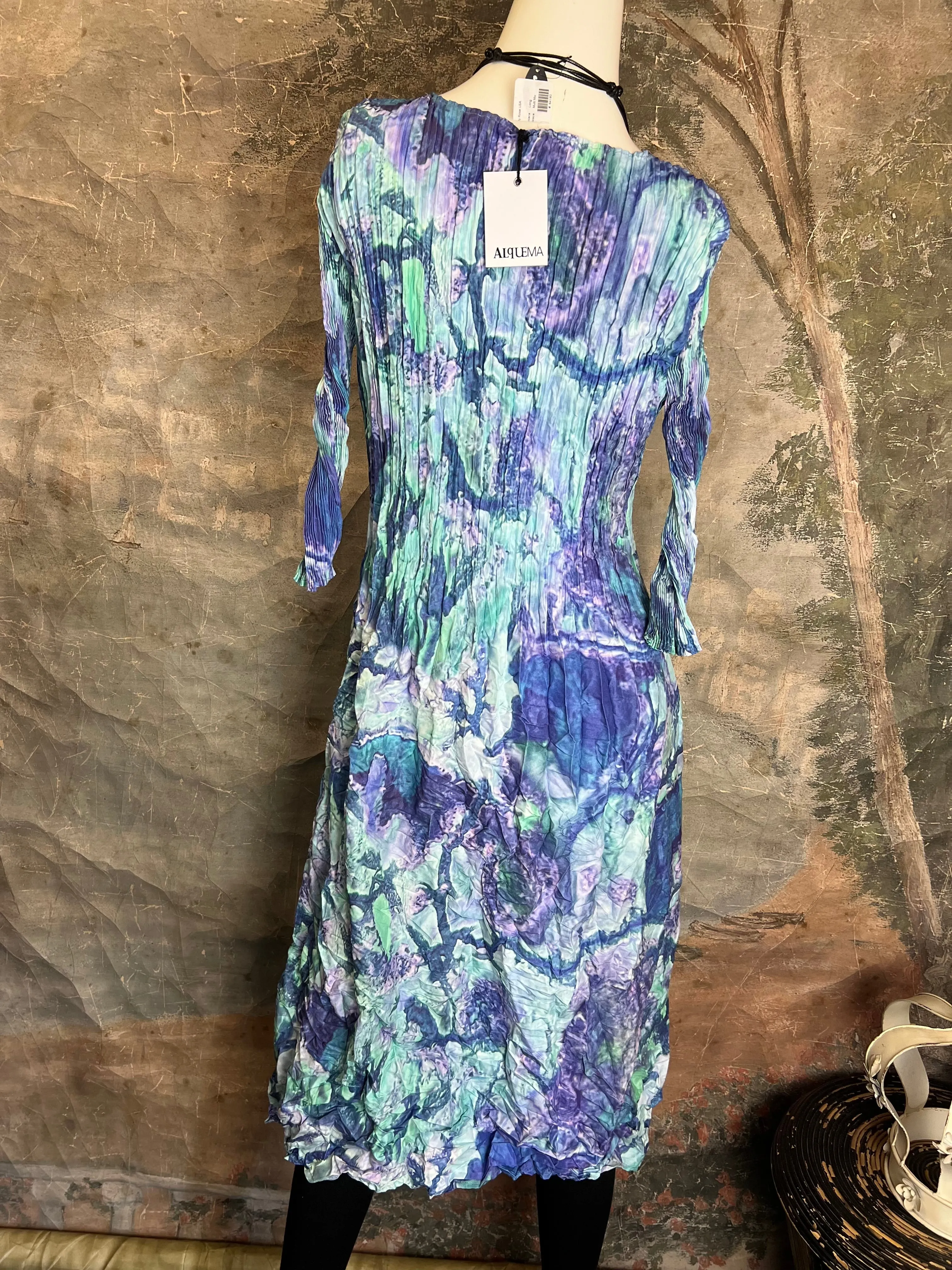 ACD544 3/4 Slv Smash Dress-Delta