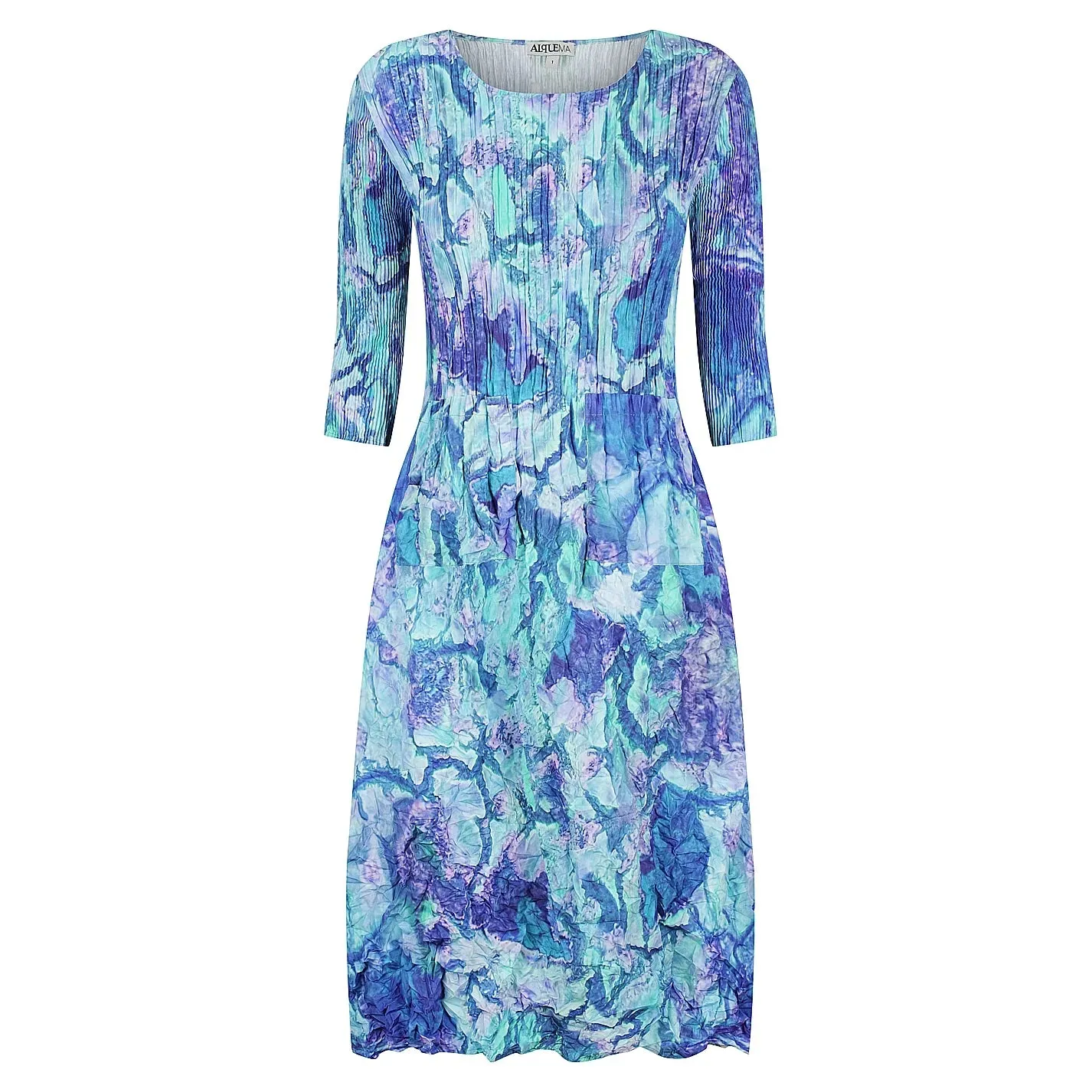 ACD544 3/4 Slv Smash Dress-Delta