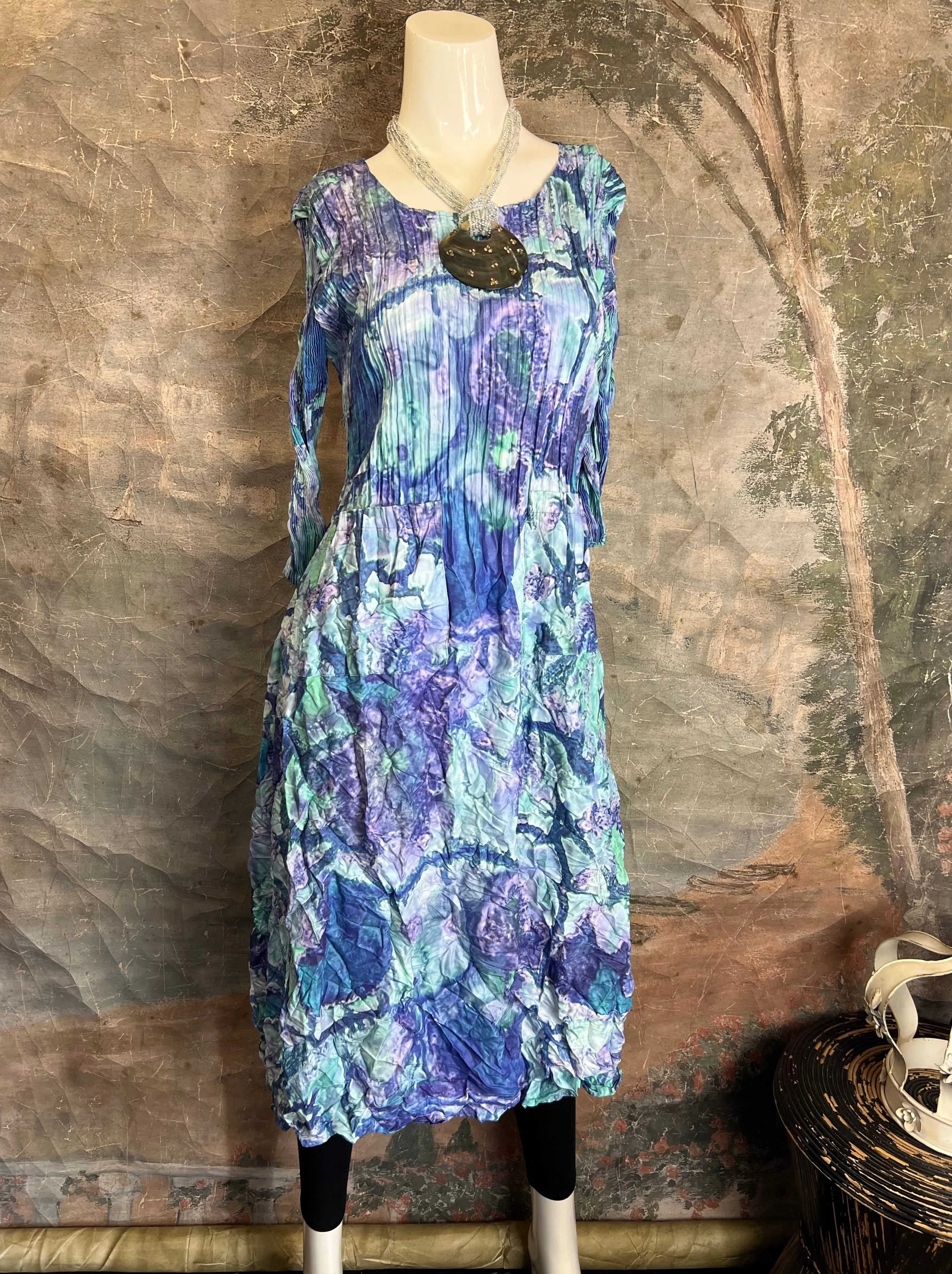 ACD544 3/4 Slv Smash Dress-Delta