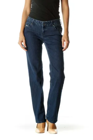 Blue Dark Wash Studded Jeans