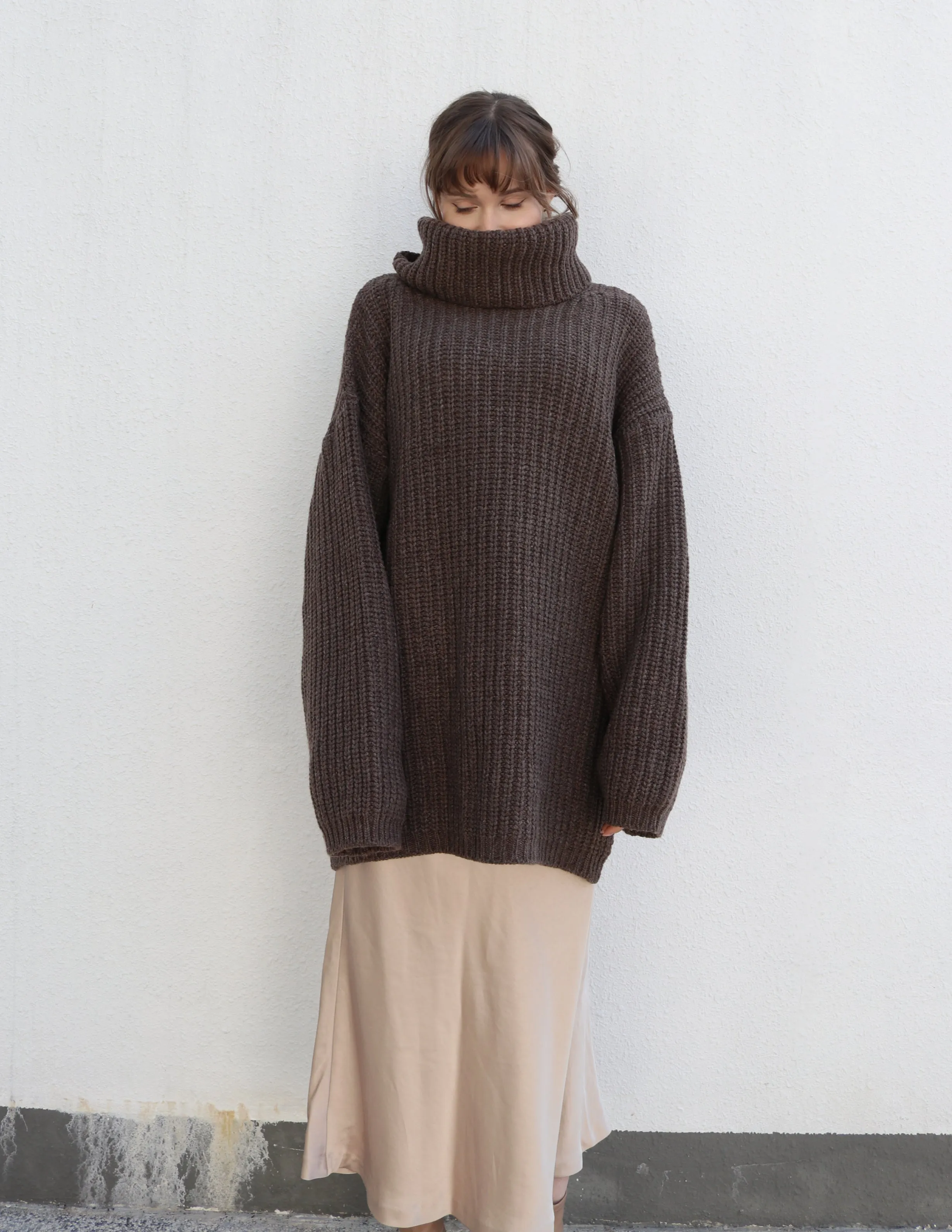 Brown Long Oversized Turtleneck