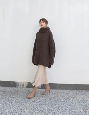 Brown Long Oversized Turtleneck