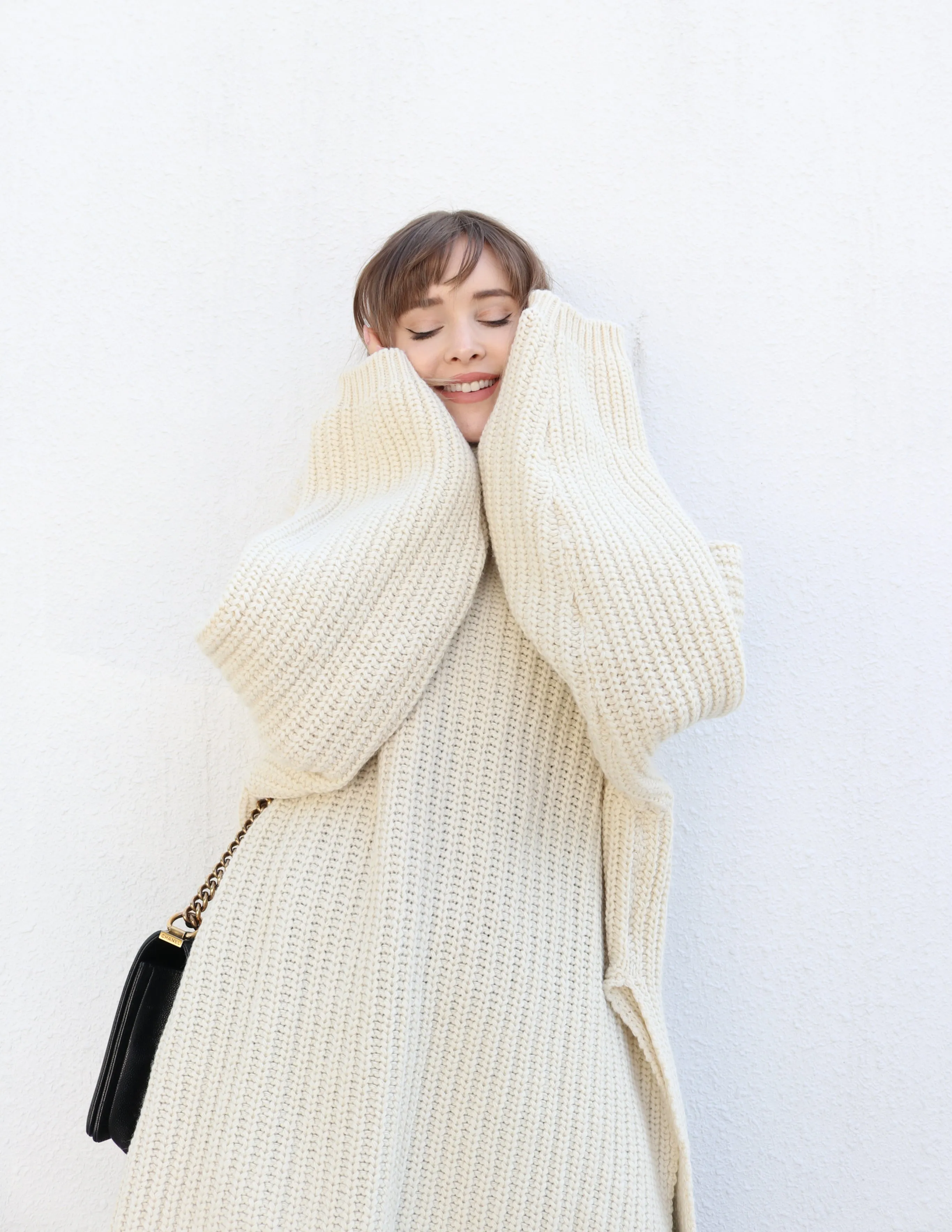 Cream Long Oversized Turtleneck