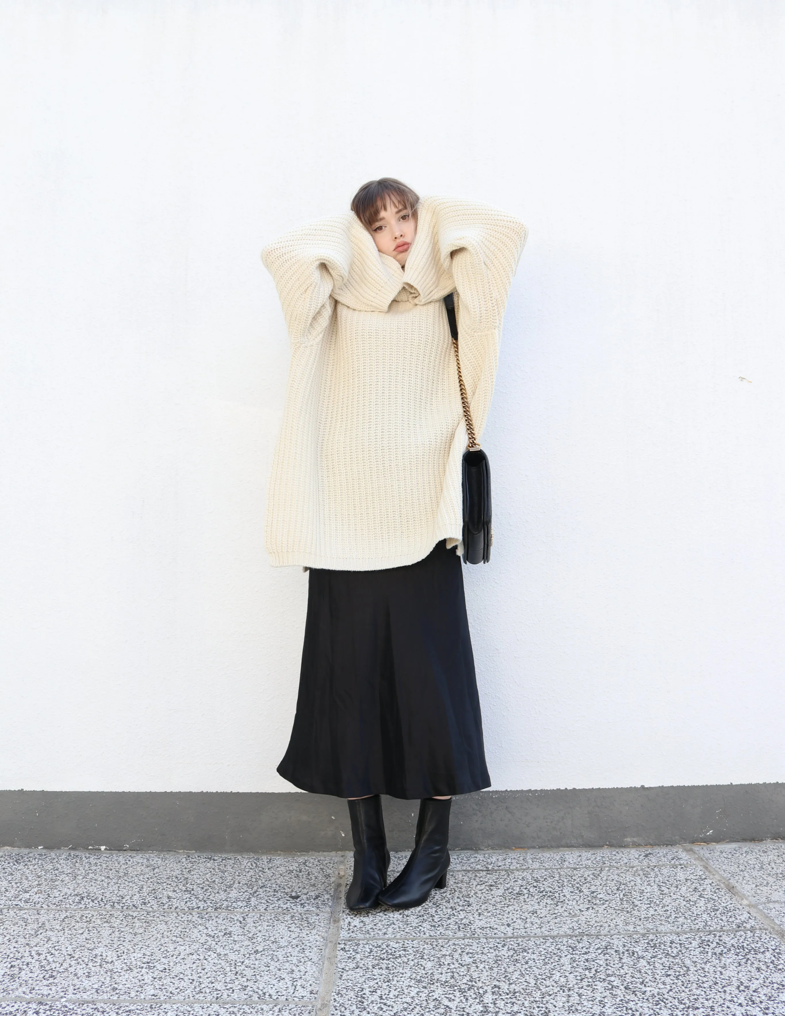Cream Long Oversized Turtleneck
