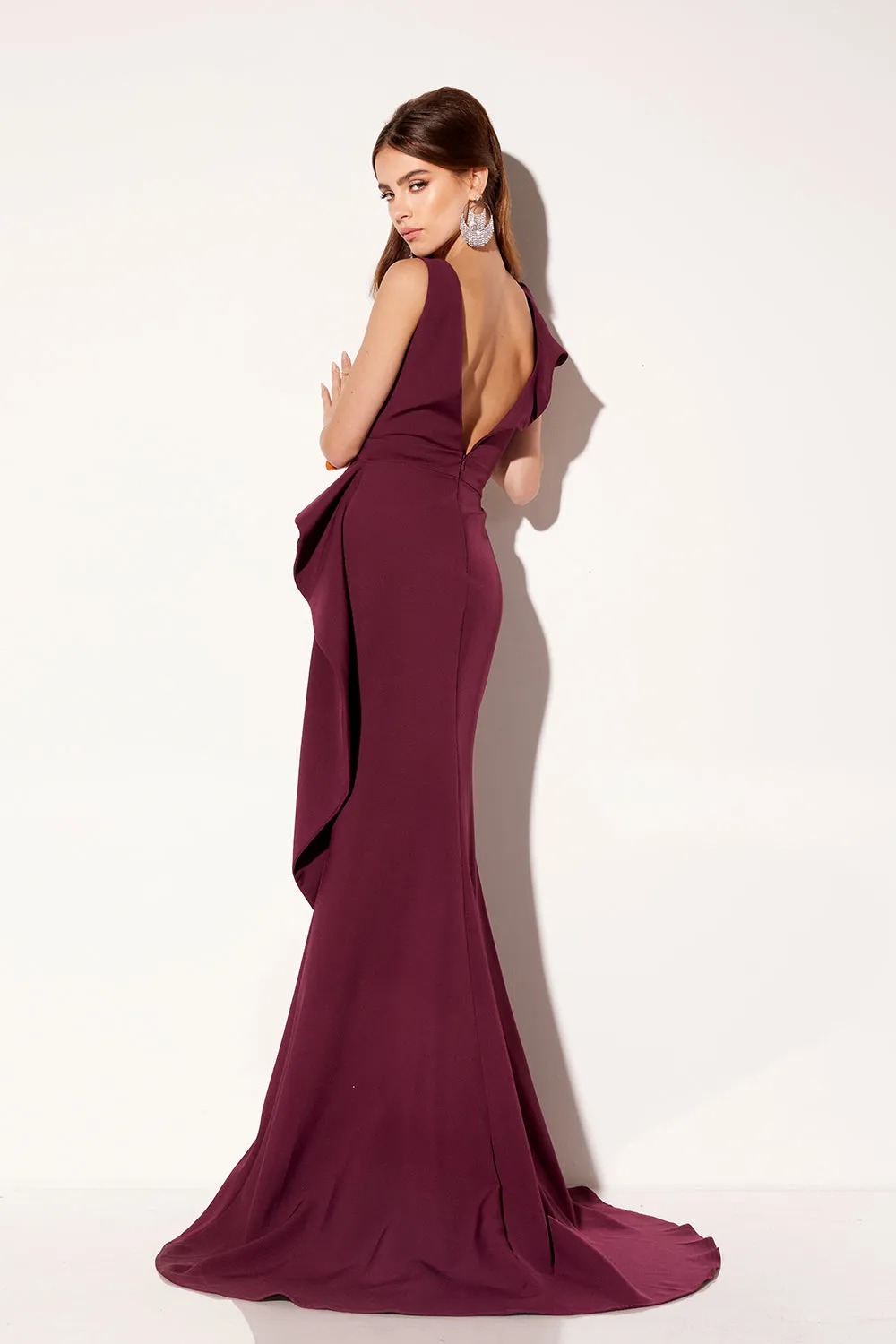 Crepe Fitted Long Sleeveless Gown by Lucci Lu C8108