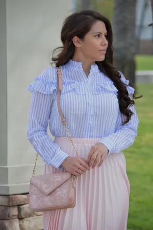 Cristela Blue Striped 100% Cotton Top