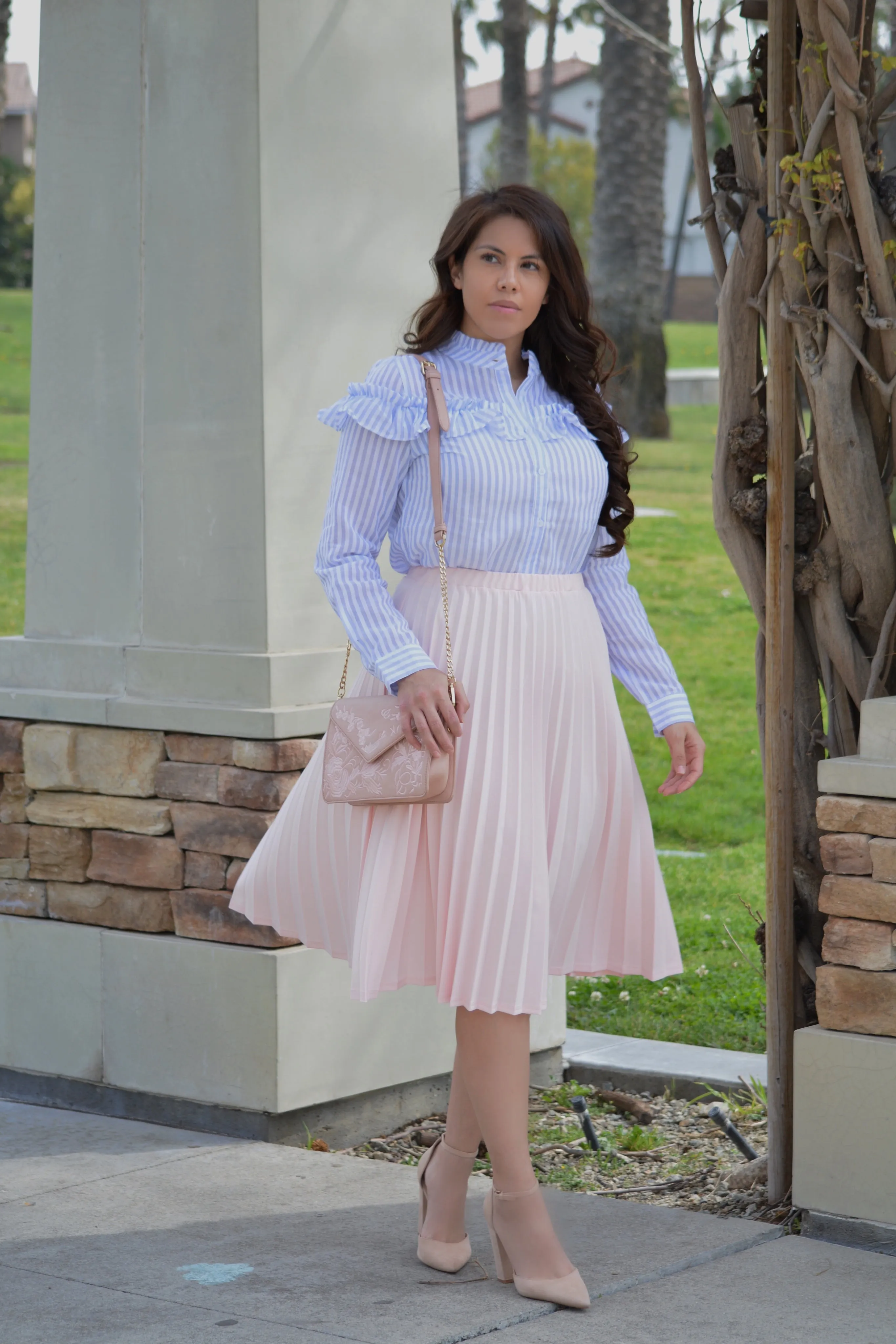 Cristela Blue Striped 100% Cotton Top