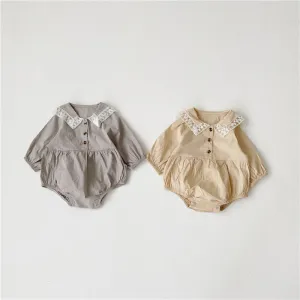 Elegant Lace Collar One Piece Baby Romper 7M-24M