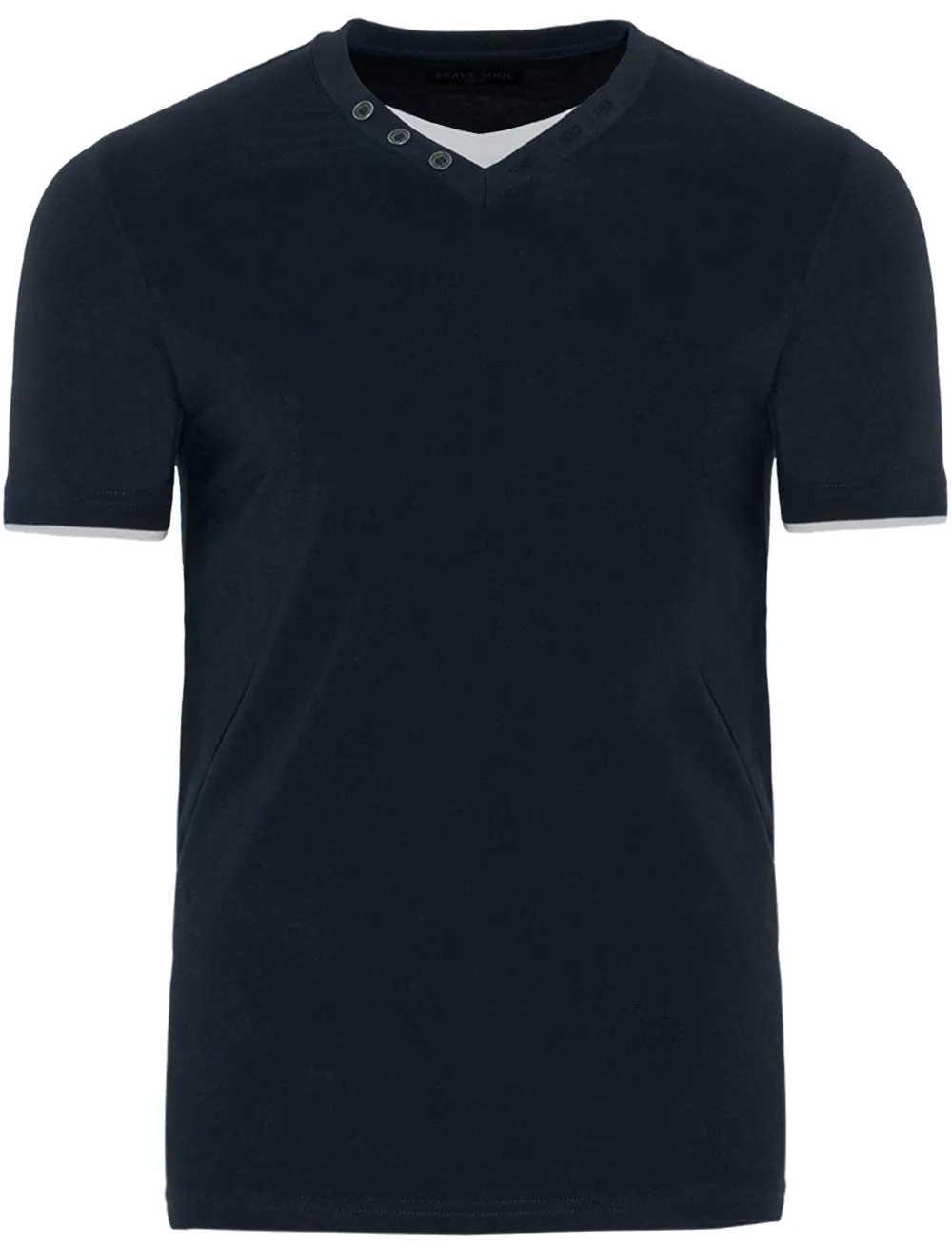 FableC Mock Insert Short Sleeve T-Shirt in Navy