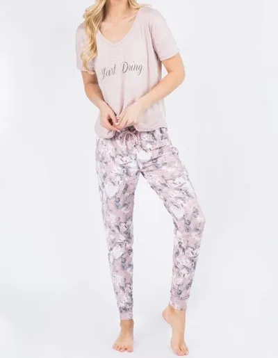 Hacci Lounge Pajama Set - Stop Wishing Start Doing