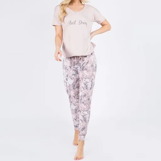 Hacci Lounge Pajama Set - Stop Wishing Start Doing