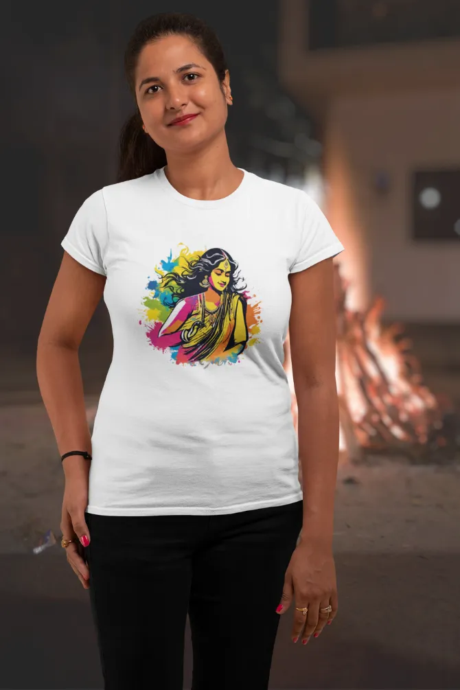 Happy Dhulandi Printed T-shirt for women
