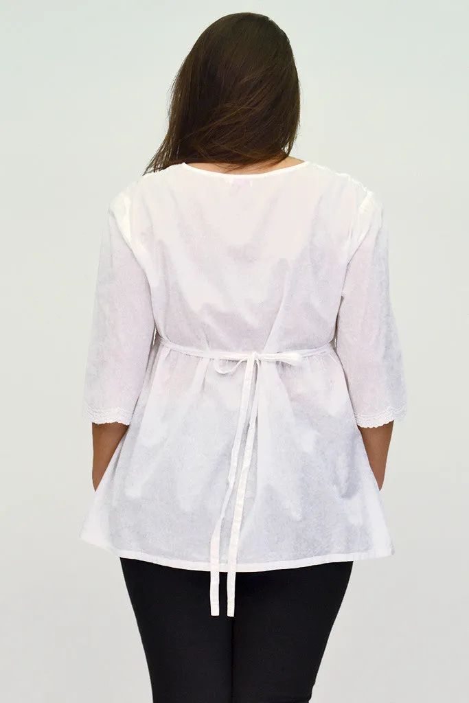La Cera Plus Size Embroidered Bodice Blouse