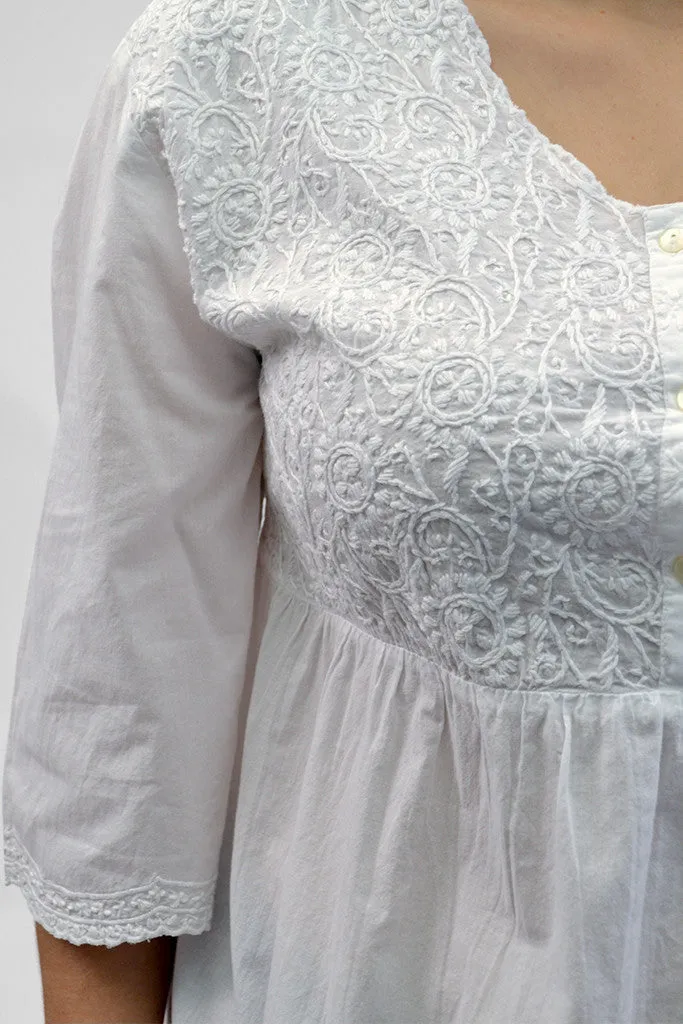 La Cera Plus Size Embroidered Bodice Blouse