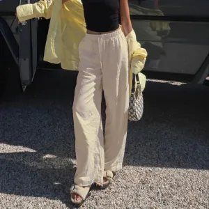 Metaversmall Casual Loose Solid Straight Leg Women Trousers Korean Fashion All-Match Homewear Full Length Pants Bottoms New Capris