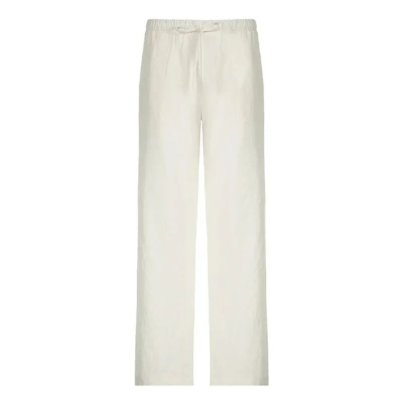Metaversmall Casual Loose Solid Straight Leg Women Trousers Korean Fashion All-Match Homewear Full Length Pants Bottoms New Capris