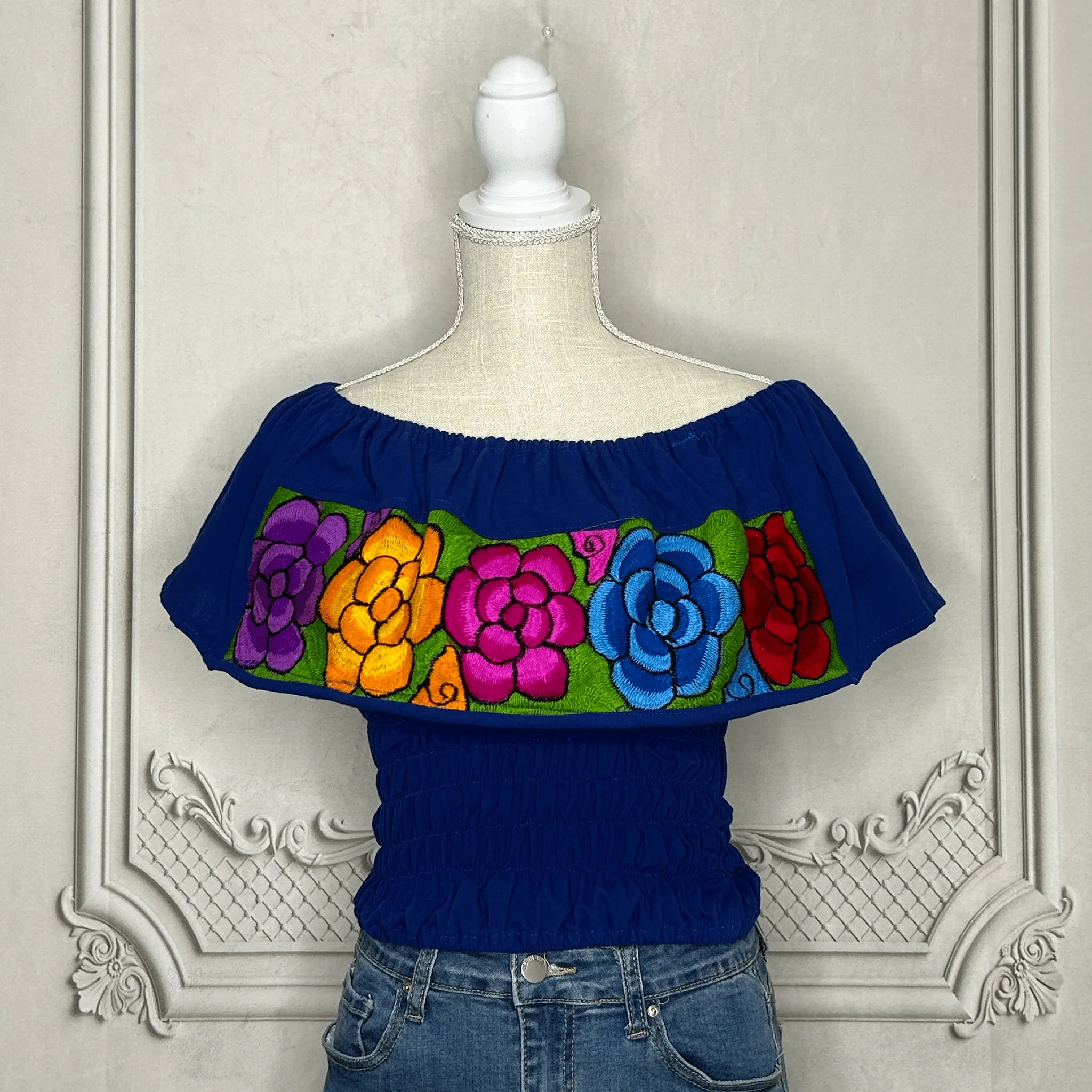Off Shoulder Mexican Blouse Elastic Waist - Zinnia