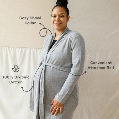 Organic Lounge Robe_Heather Grey