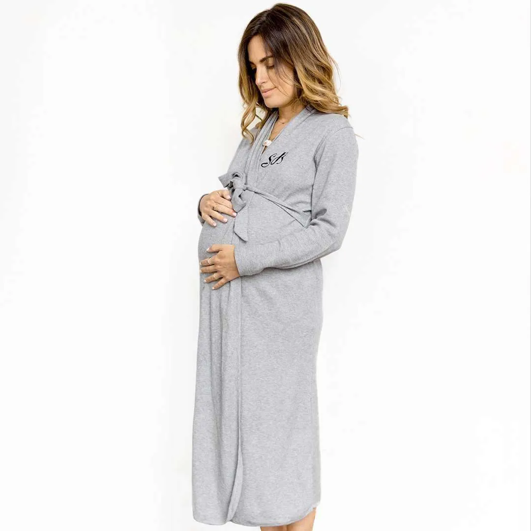 Organic Lounge Robe_Heather Grey