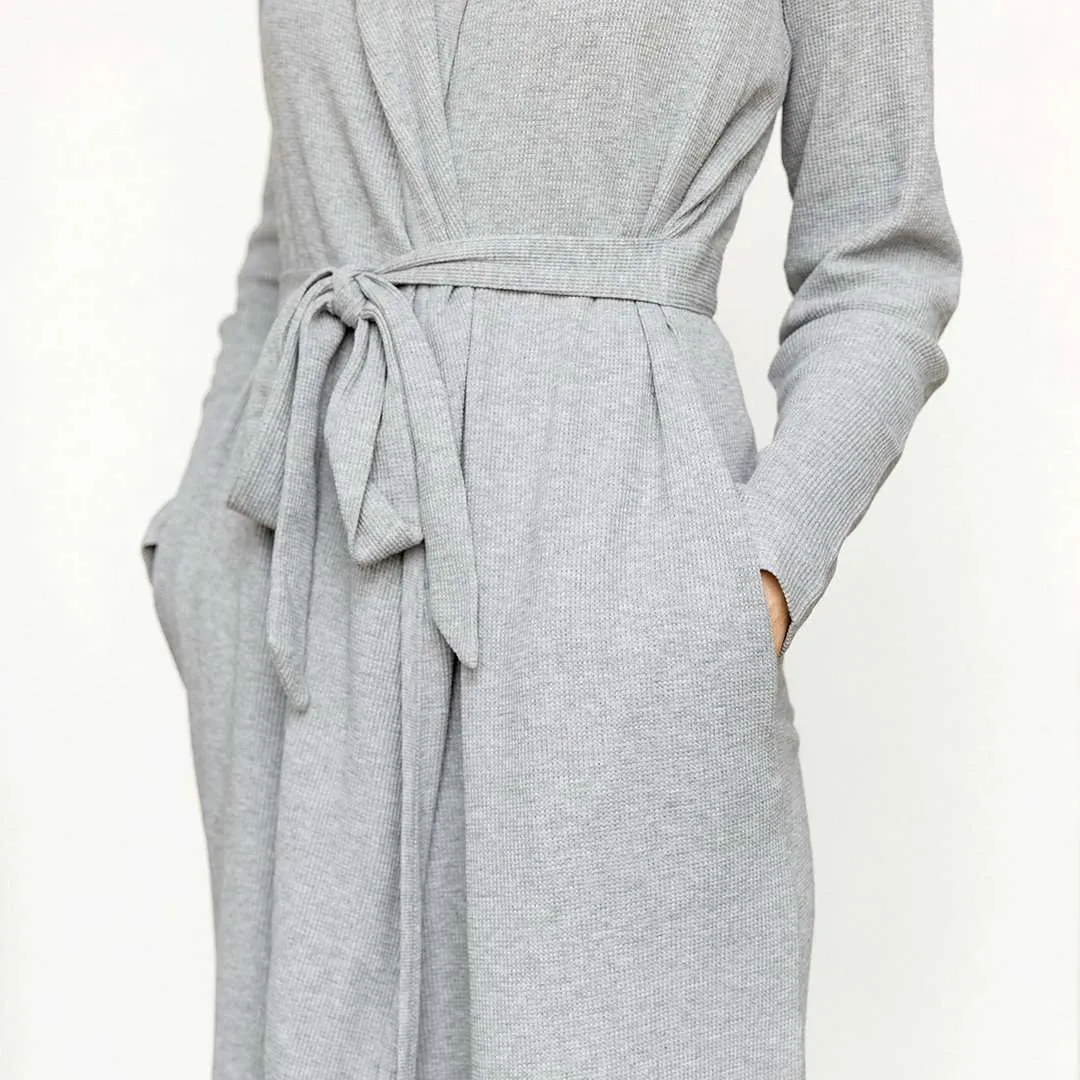 Organic Lounge Robe_Heather Grey
