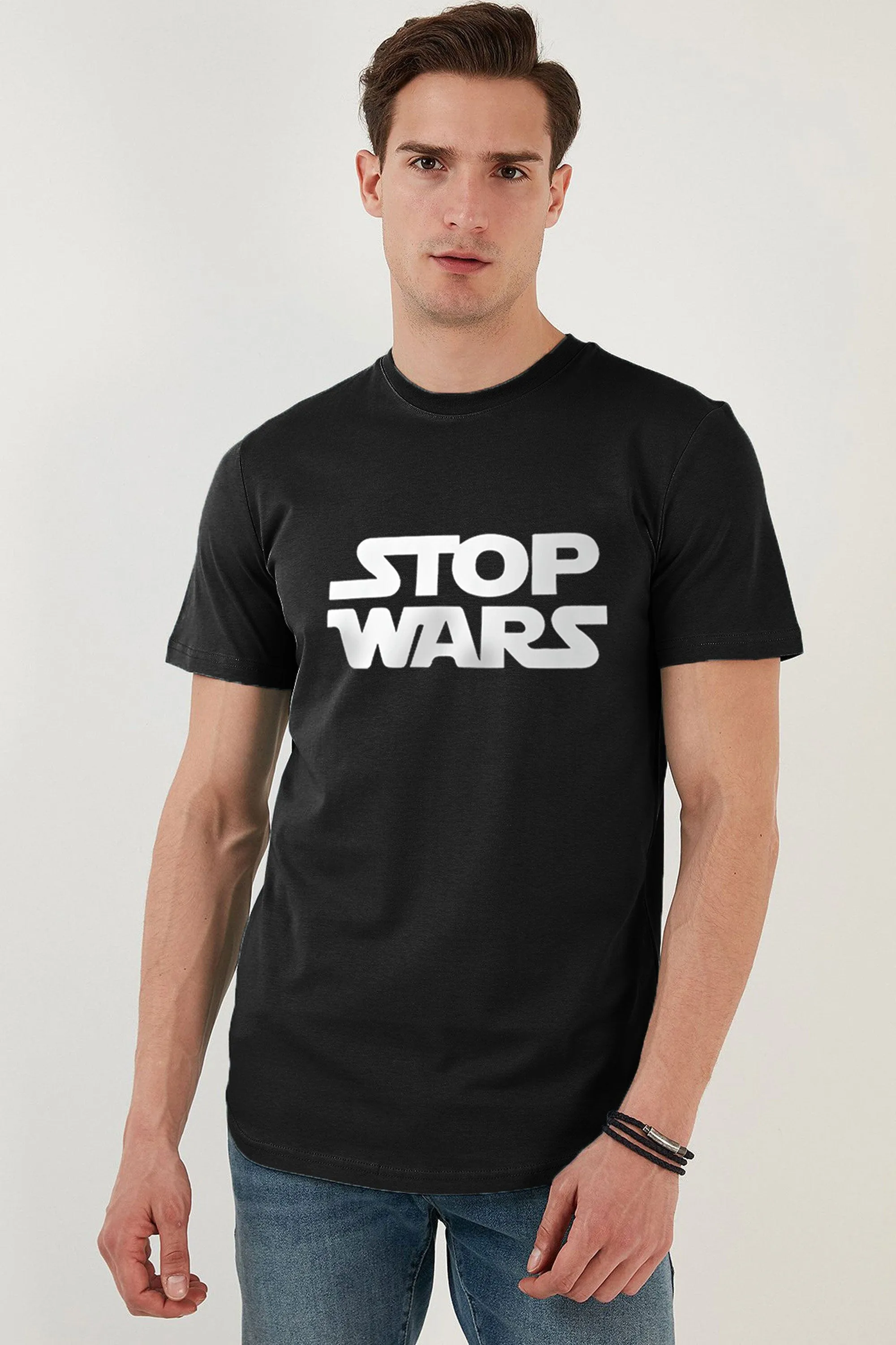 Polo Republica Men's Palestine's Stop Wars Printed Tee Shirt