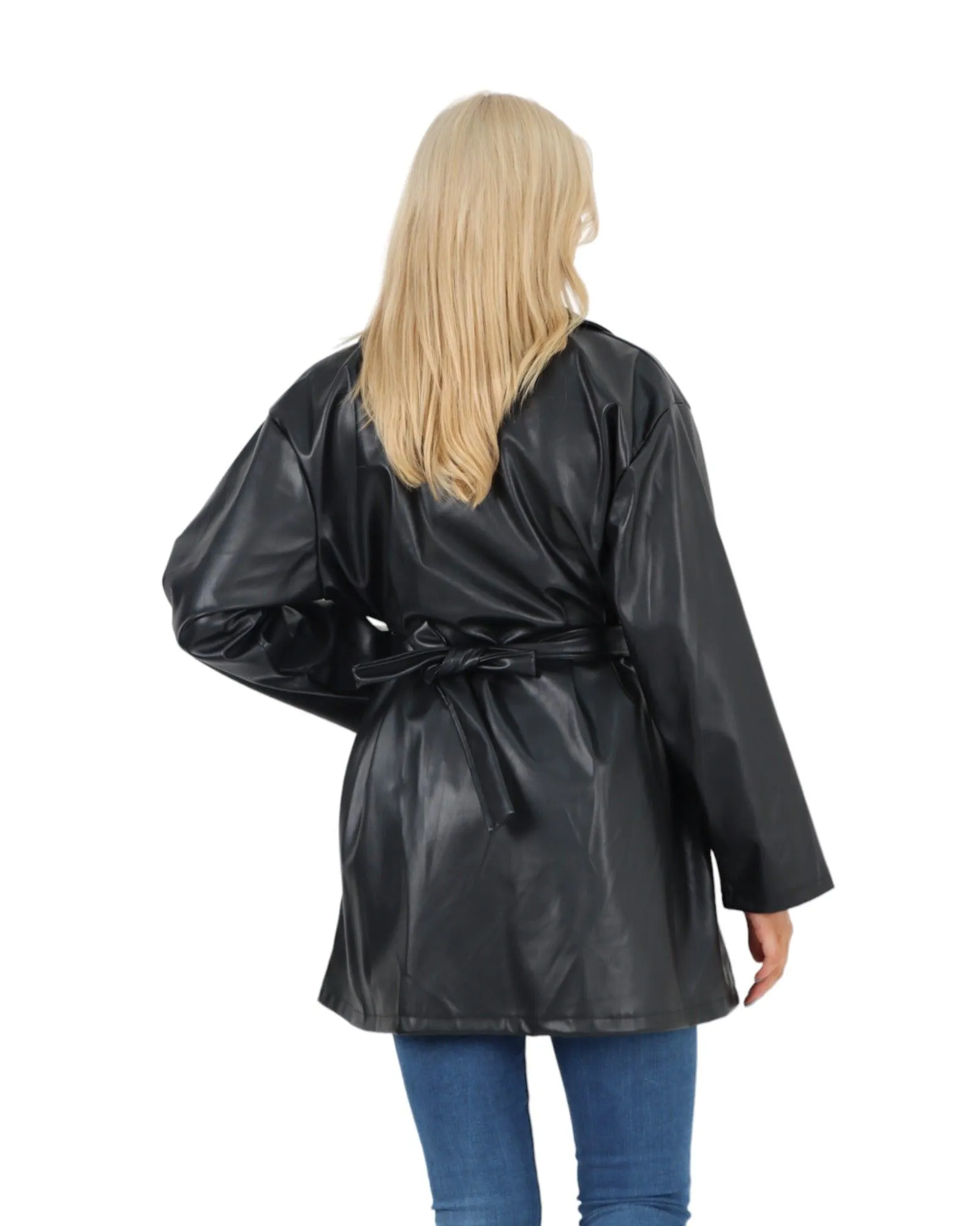 PU Faux Leather Peplum Jacket