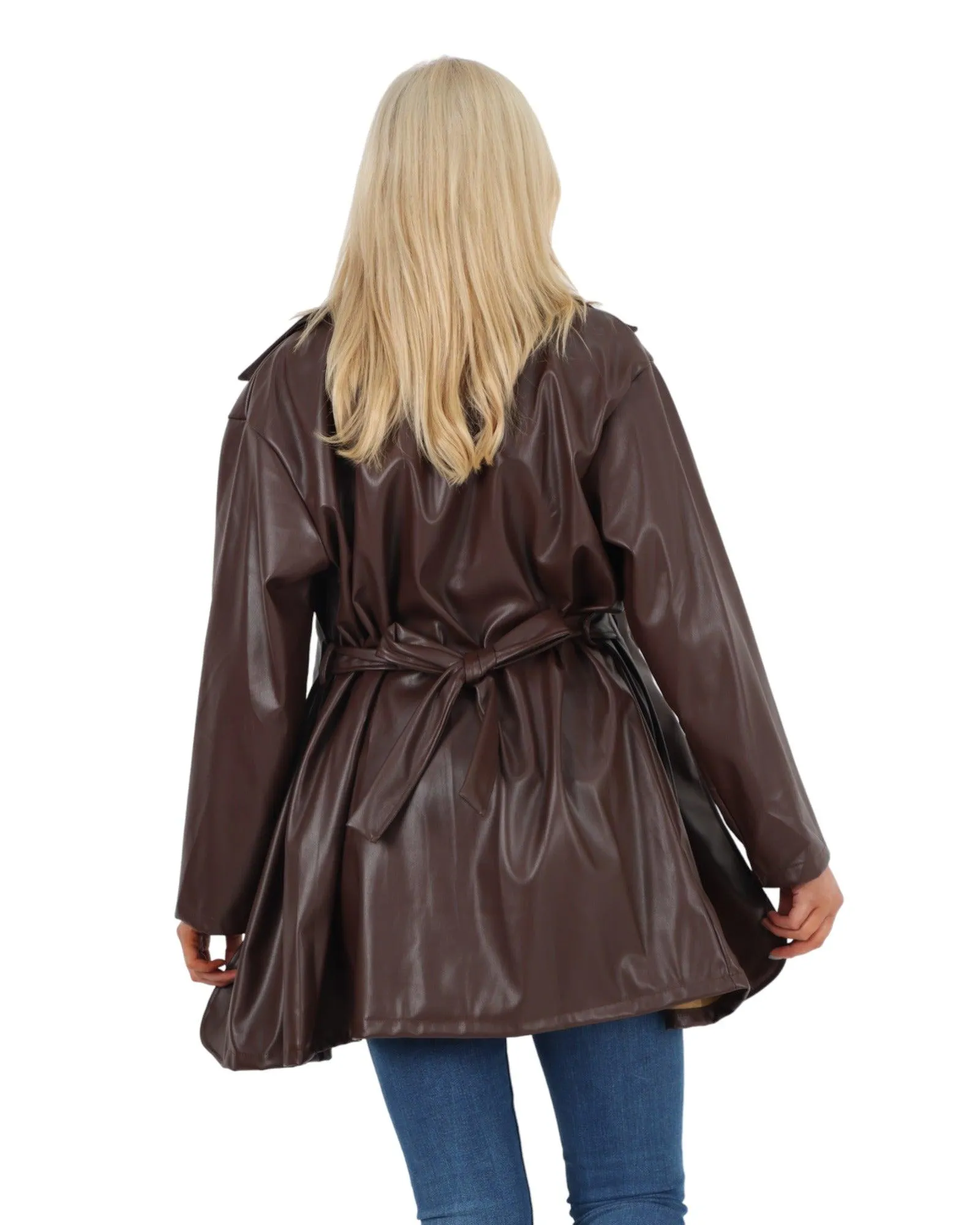 PU Faux Leather Peplum Jacket