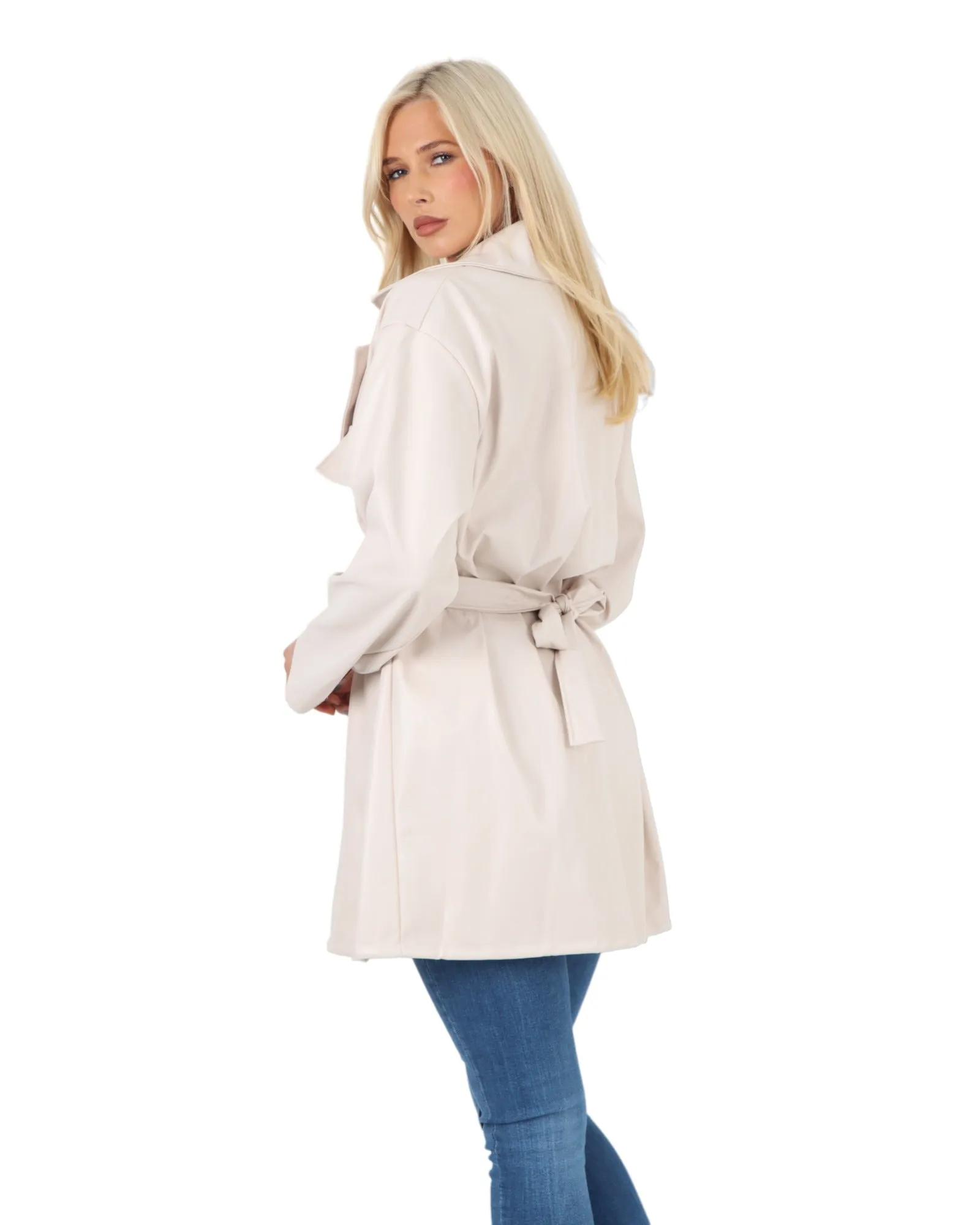 PU Faux Leather Peplum Jacket