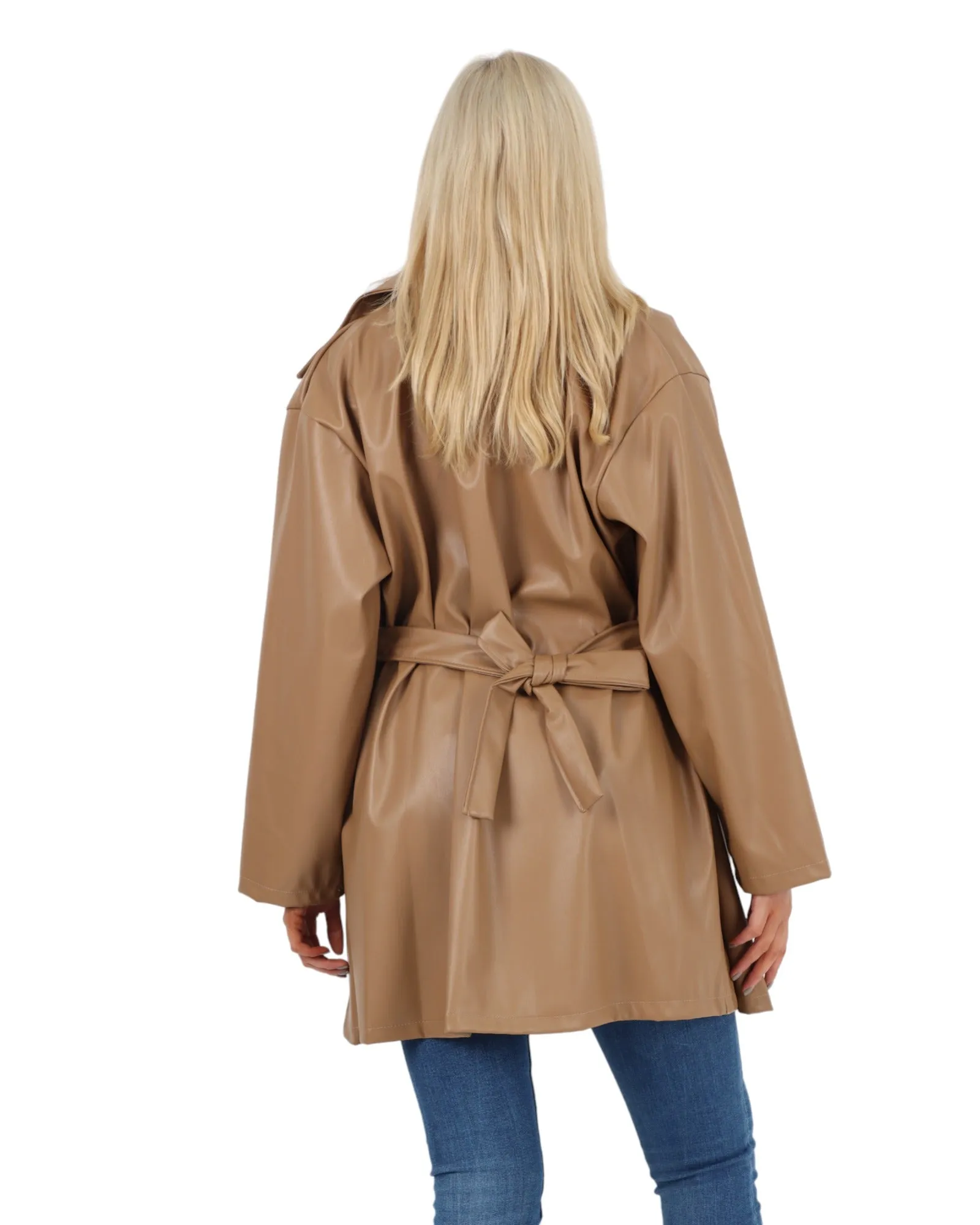 PU Faux Leather Peplum Jacket