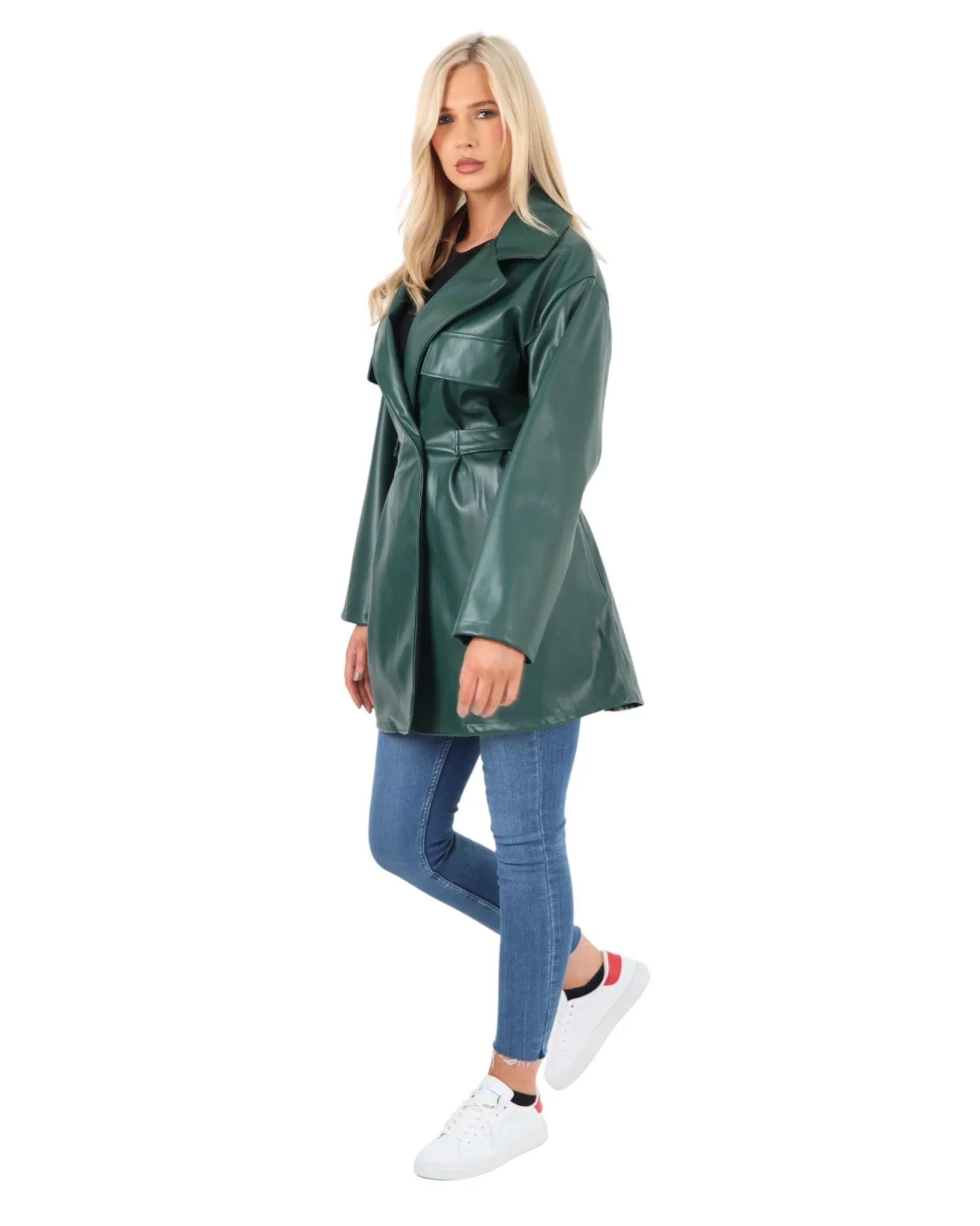 PU Faux Leather Peplum Jacket