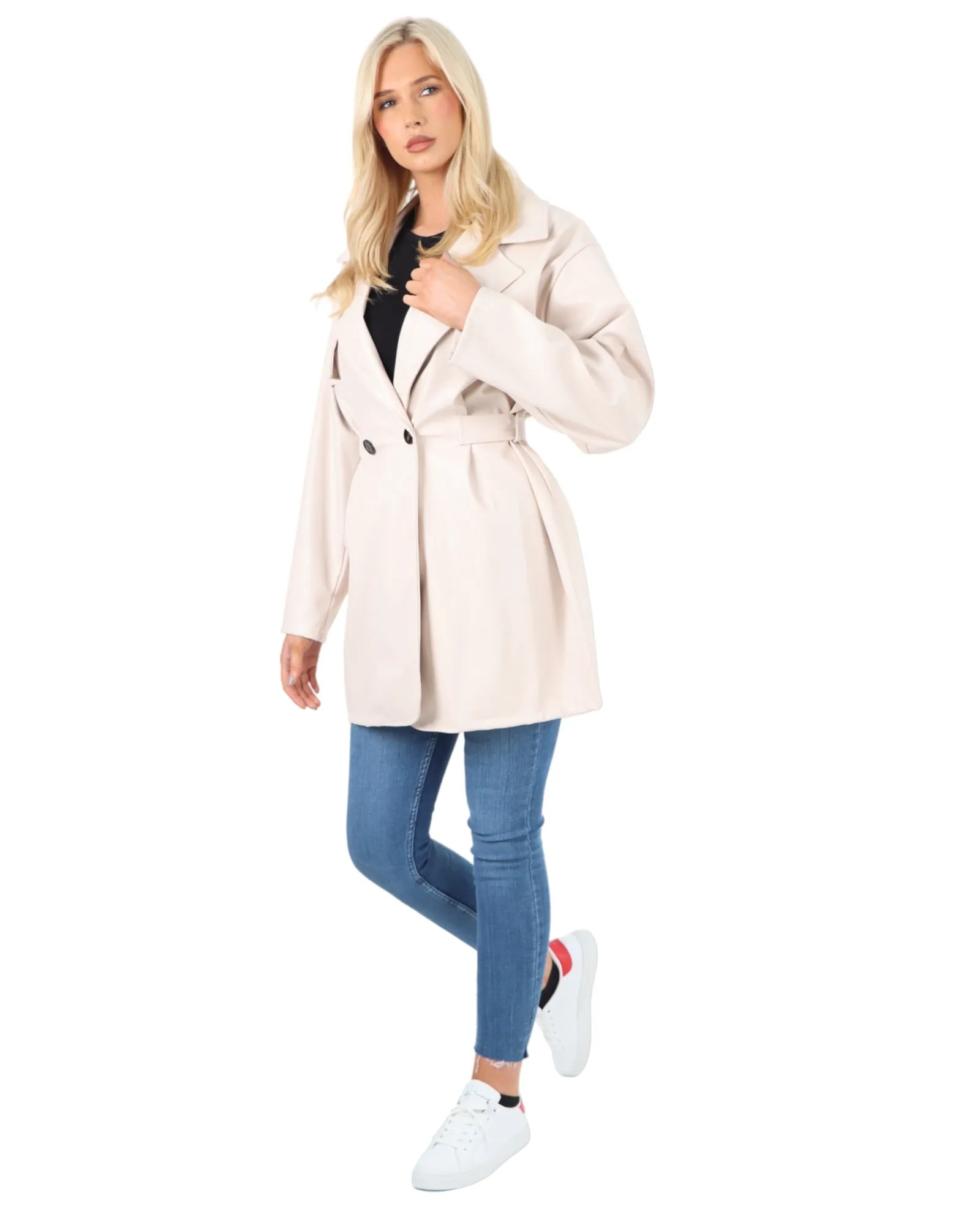 PU Faux Leather Peplum Jacket