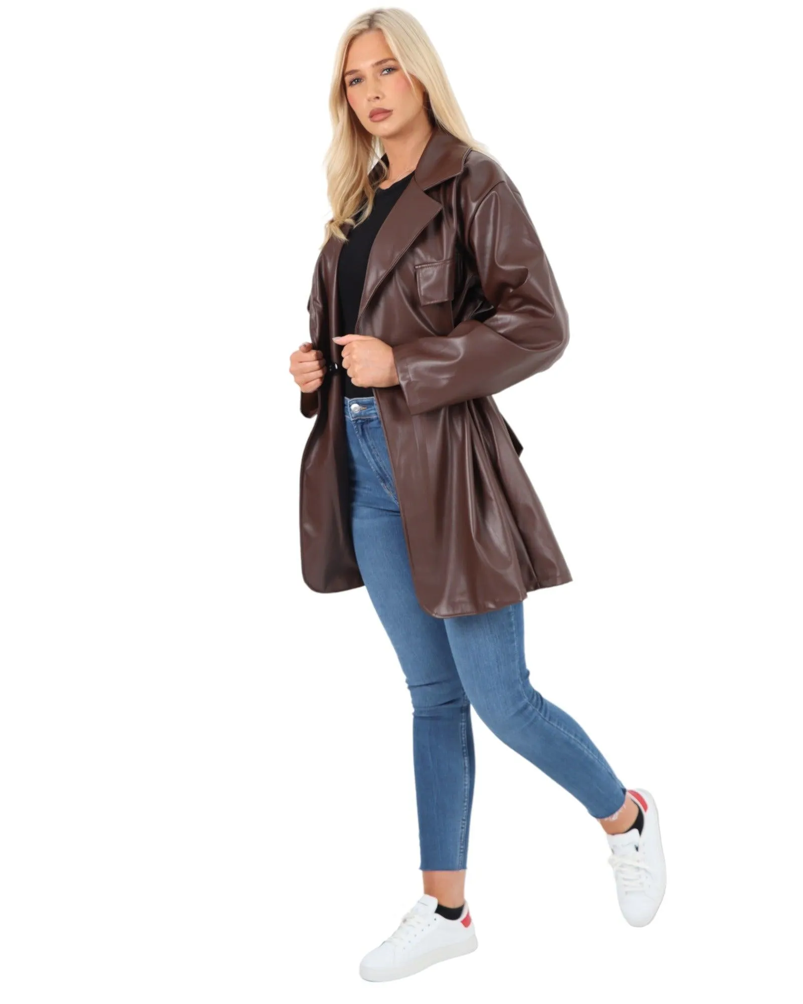 PU Faux Leather Peplum Jacket