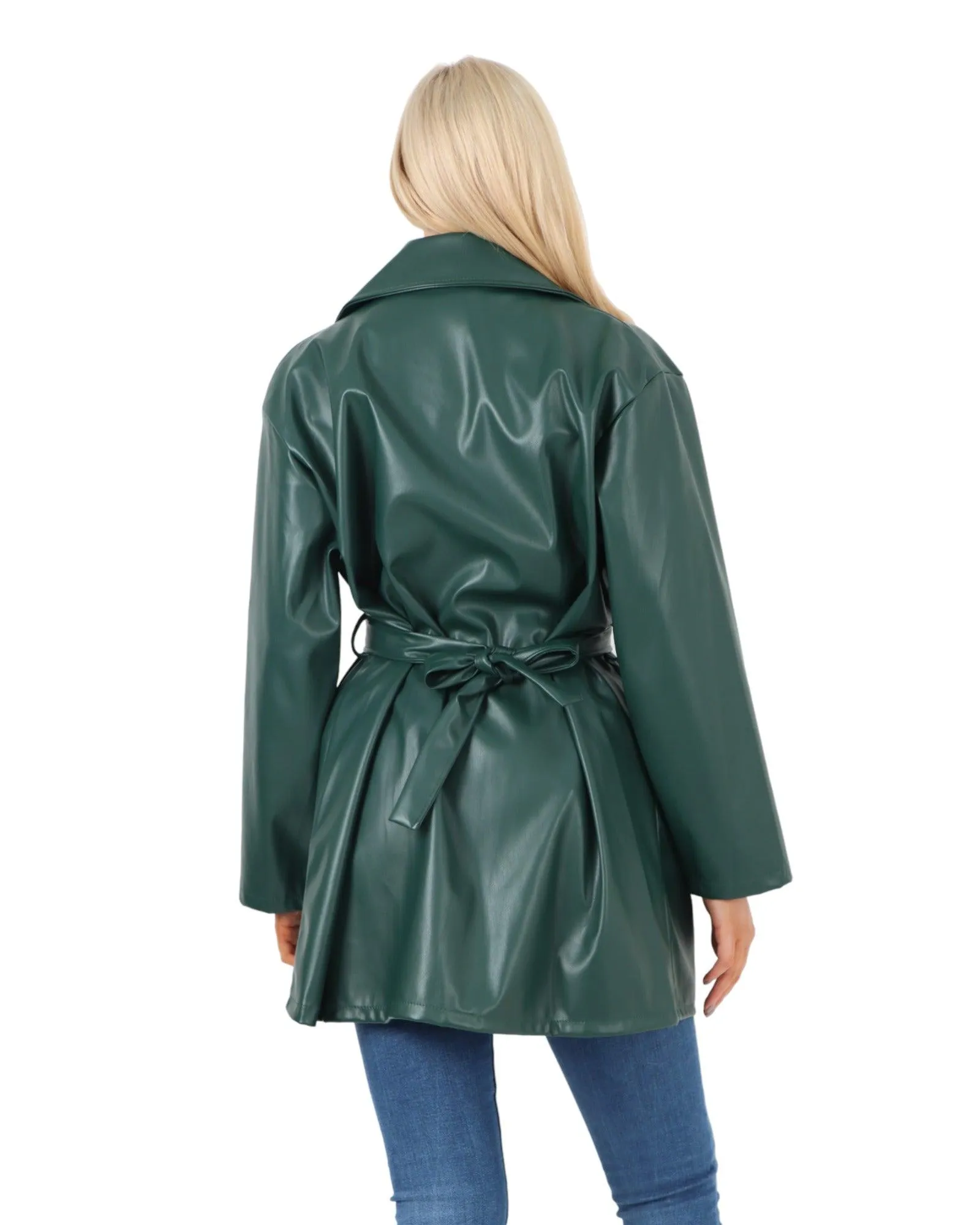 PU Faux Leather Peplum Jacket