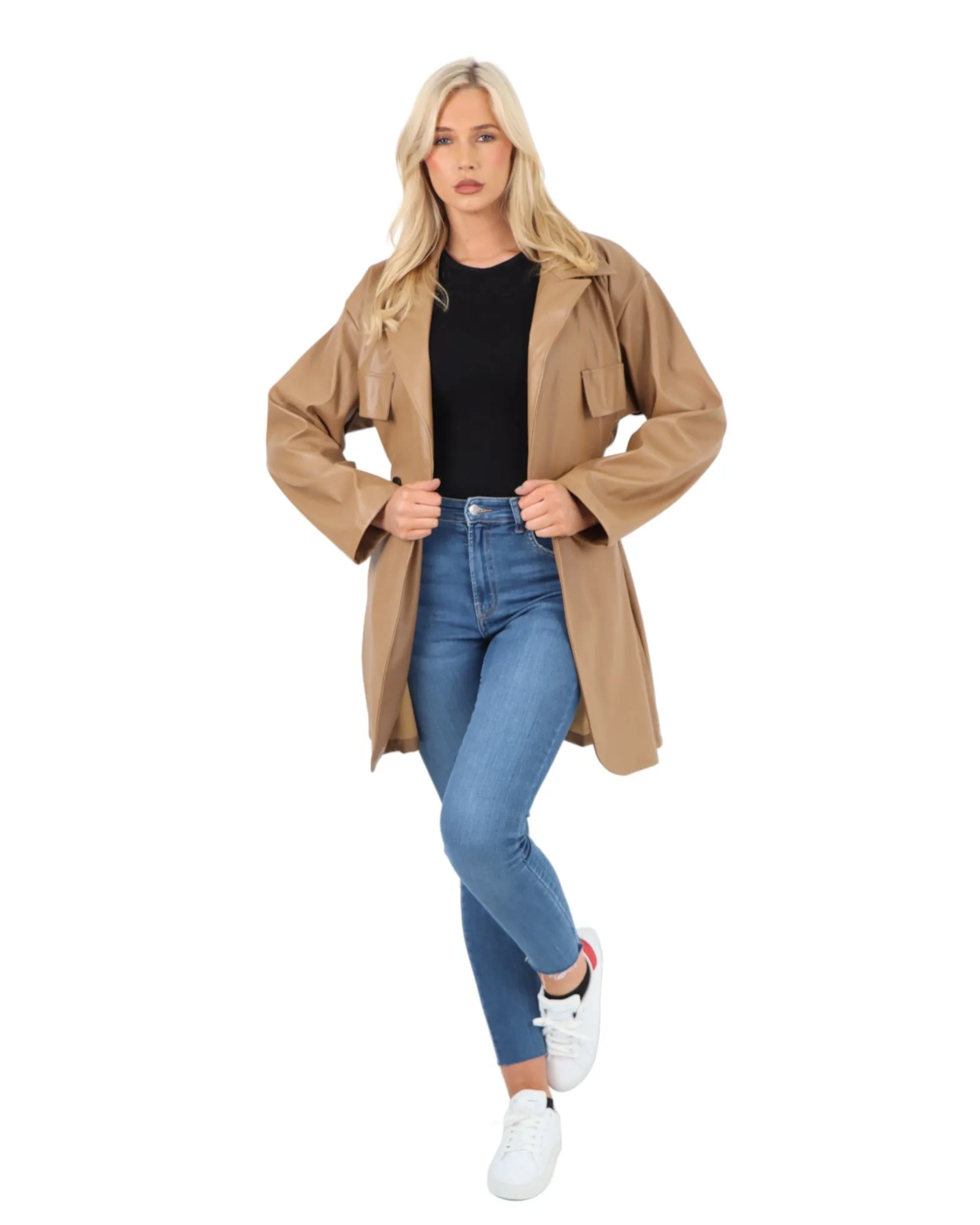 PU Faux Leather Peplum Jacket
