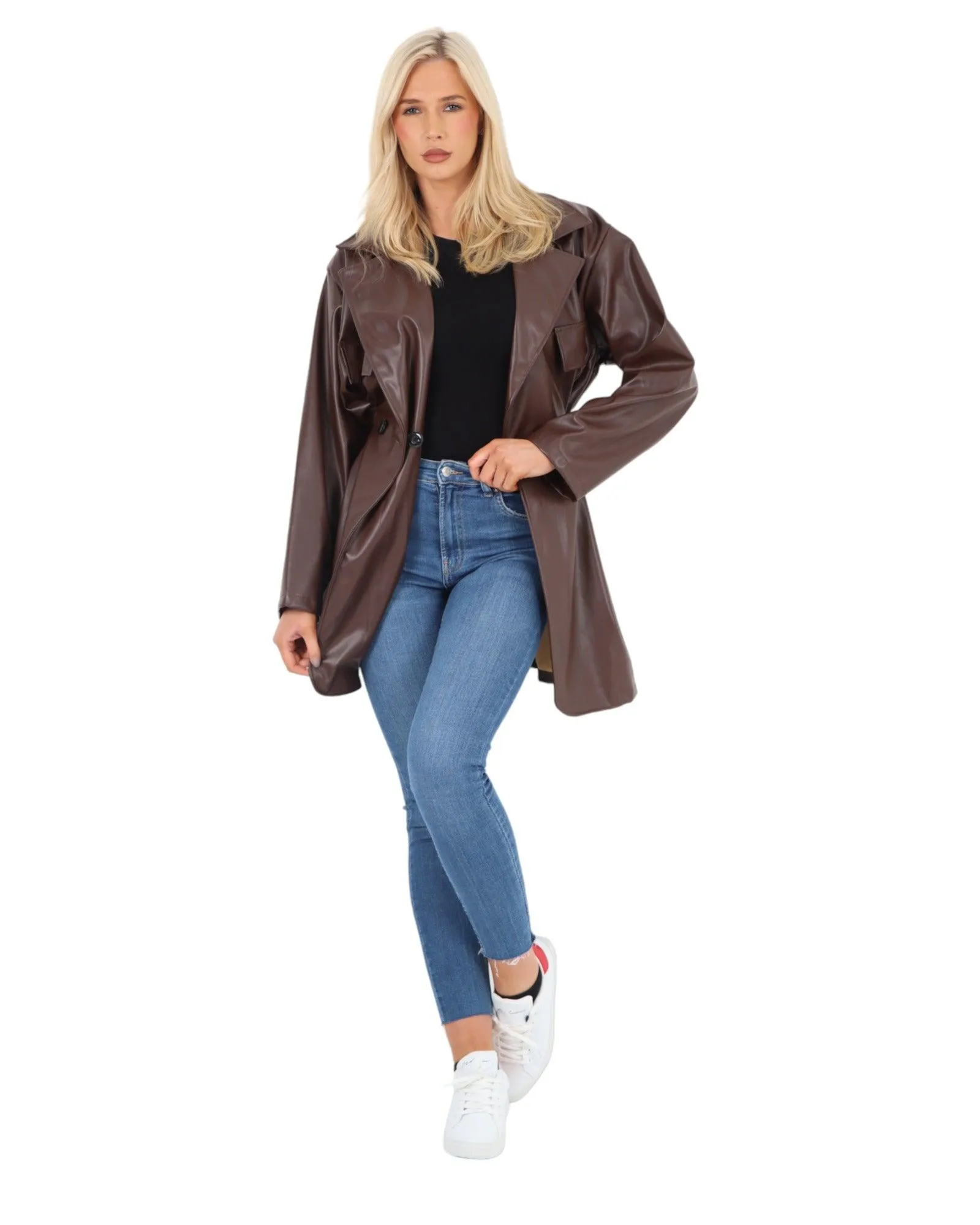 PU Faux Leather Peplum Jacket