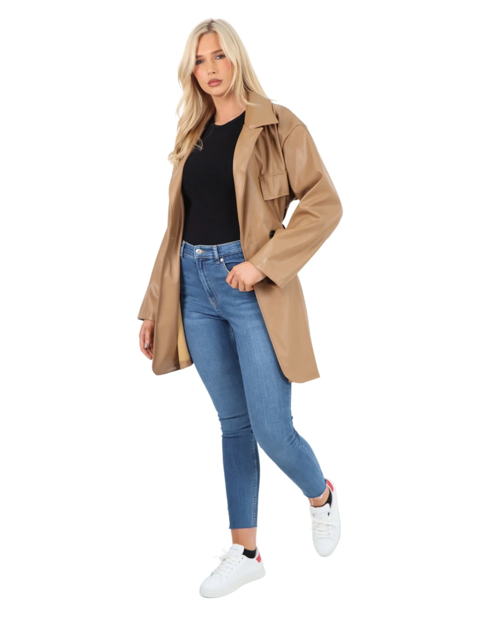 PU Faux Leather Peplum Jacket