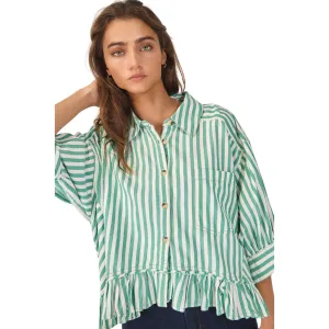 Ruffled Detail Button Down Shirt