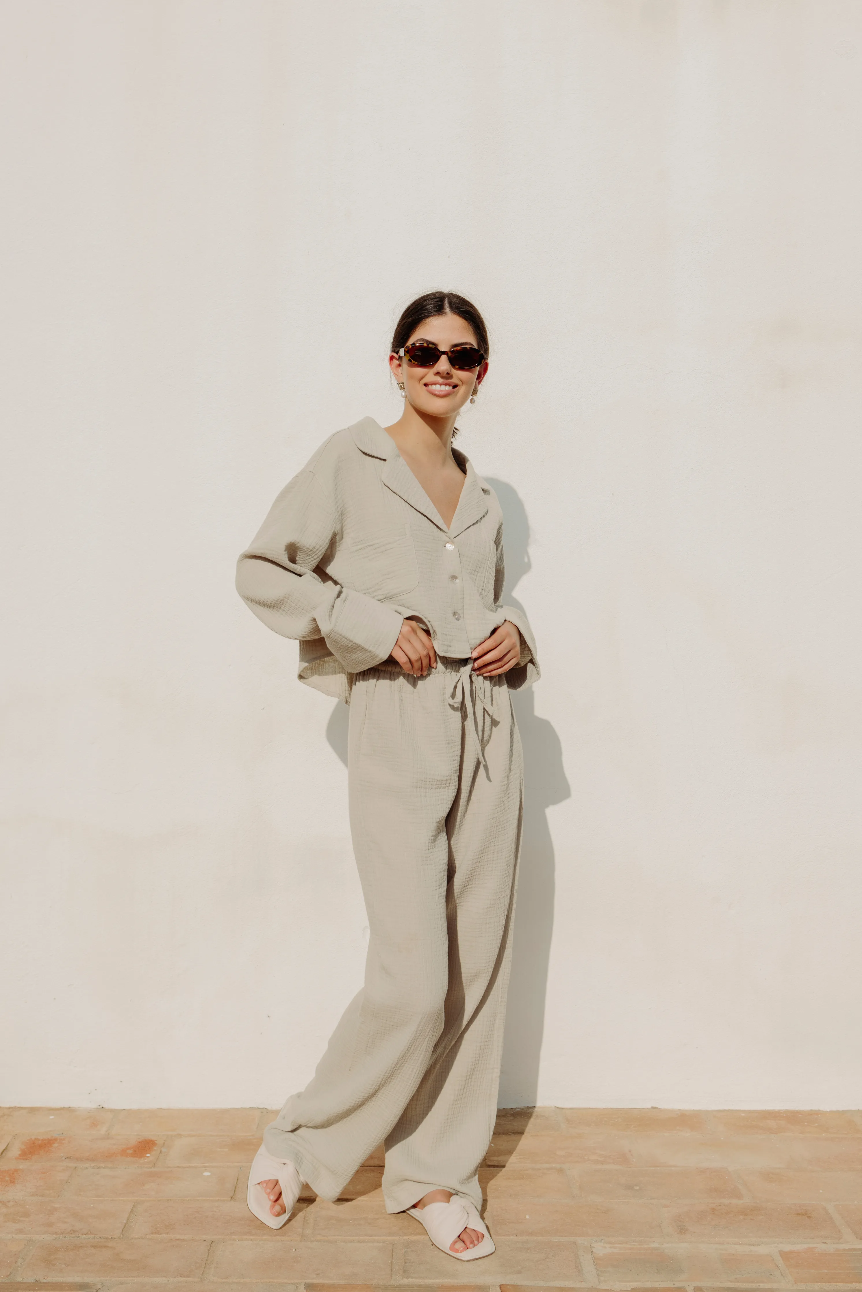 Sienna Bubble Lounge Pyjamas -Sage