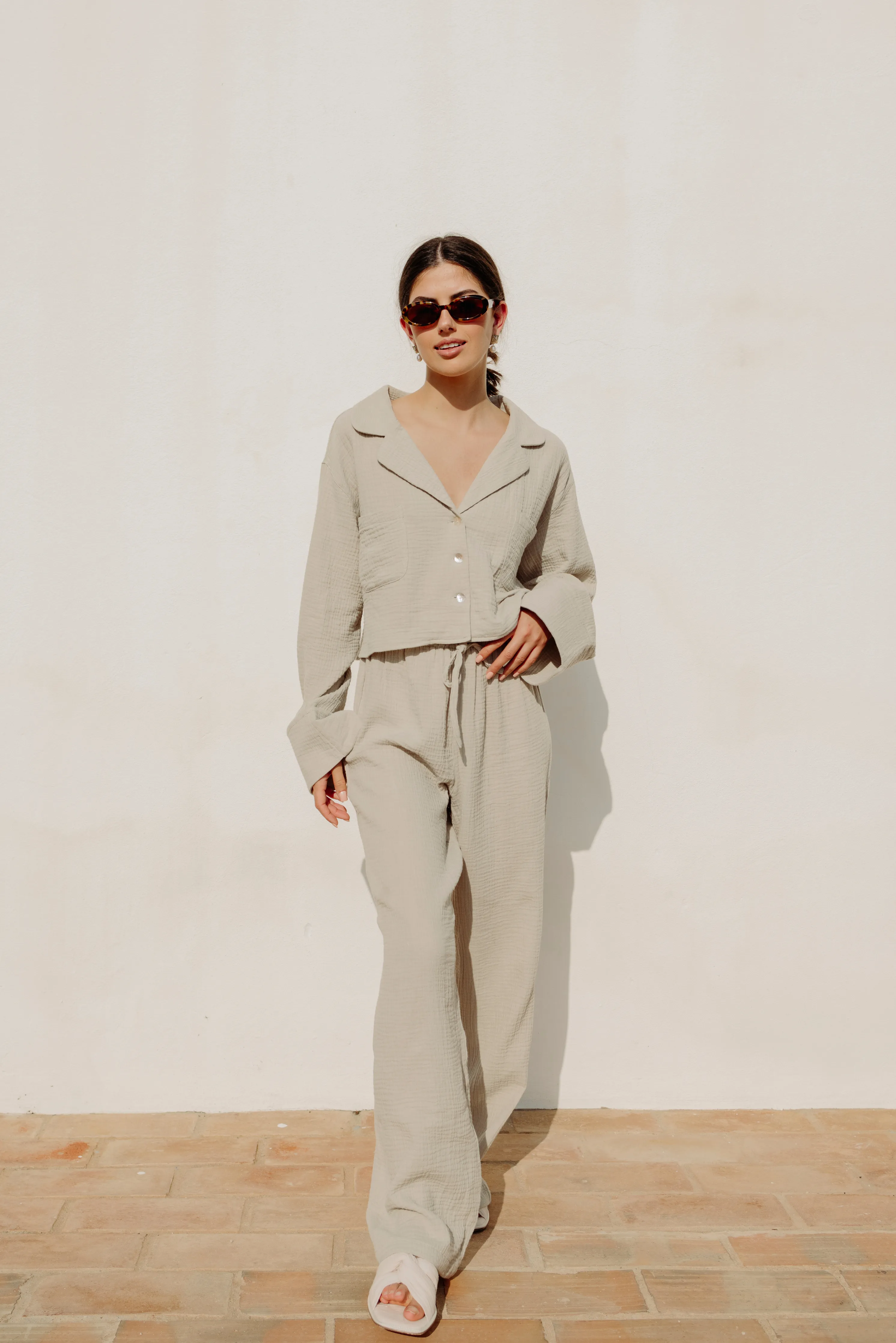 Sienna Bubble Lounge Pyjamas -Sage