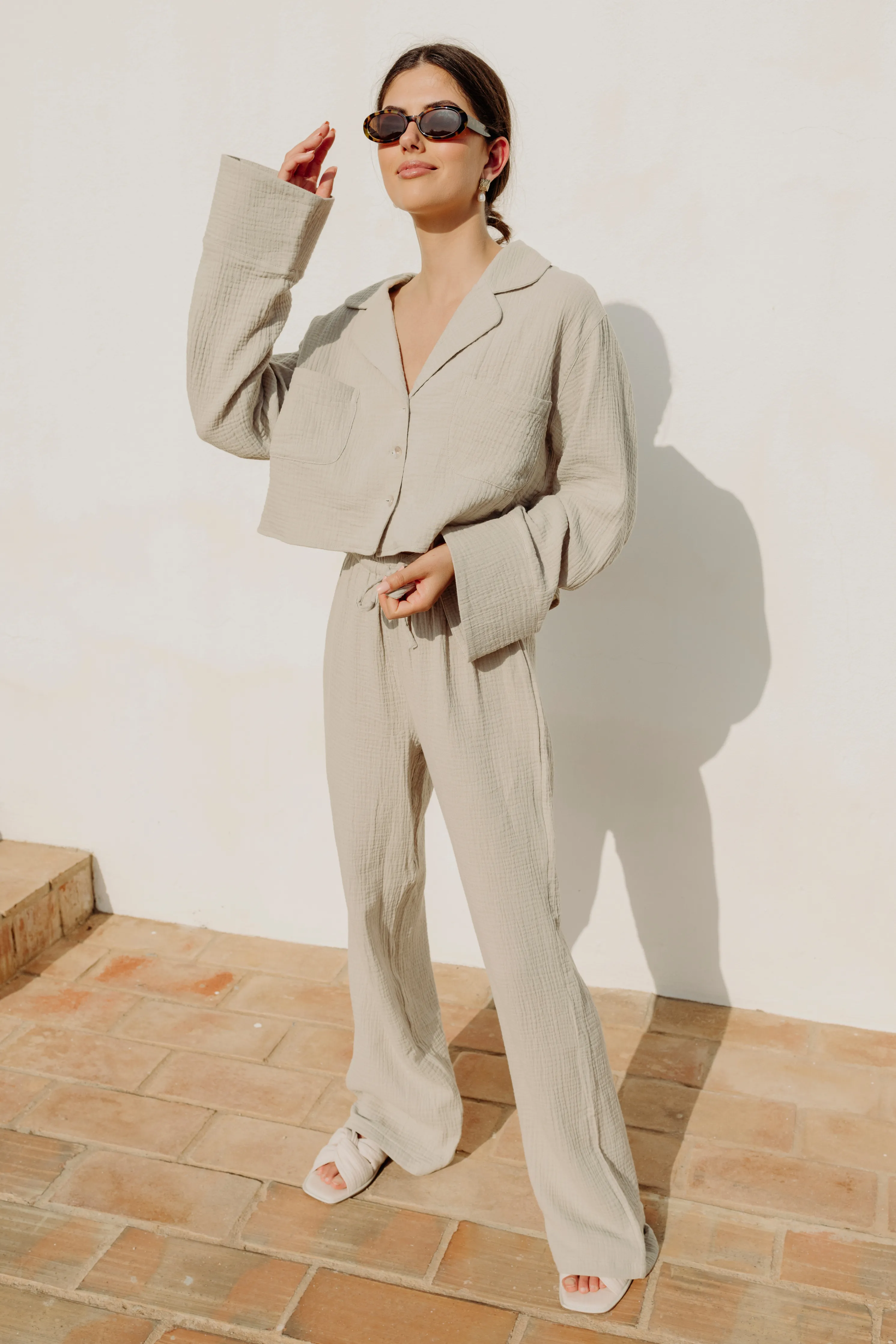 Sienna Bubble Lounge Pyjamas -Sage