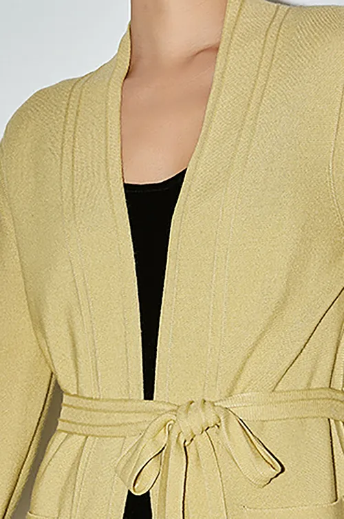 Silk Blend Wool Knitted Oversized Cardigan with Belt