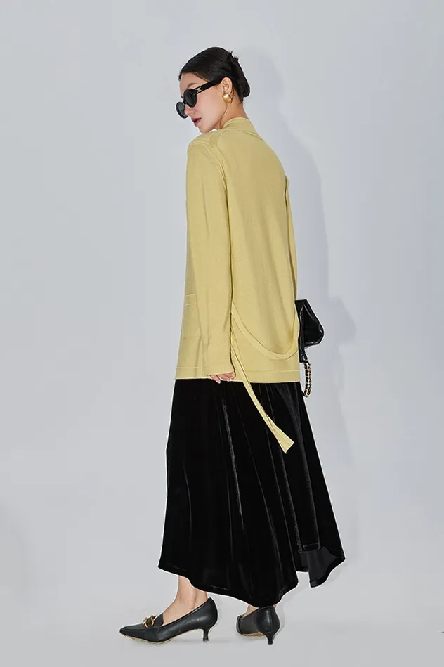 Silk Blend Wool Knitted Oversized Cardigan with Belt