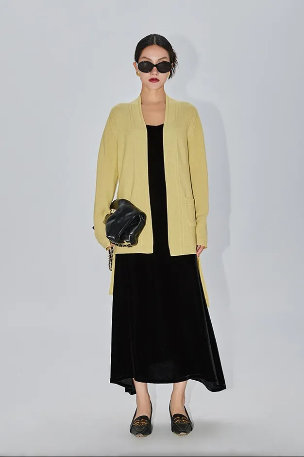 Silk Blend Wool Knitted Oversized Cardigan with Belt