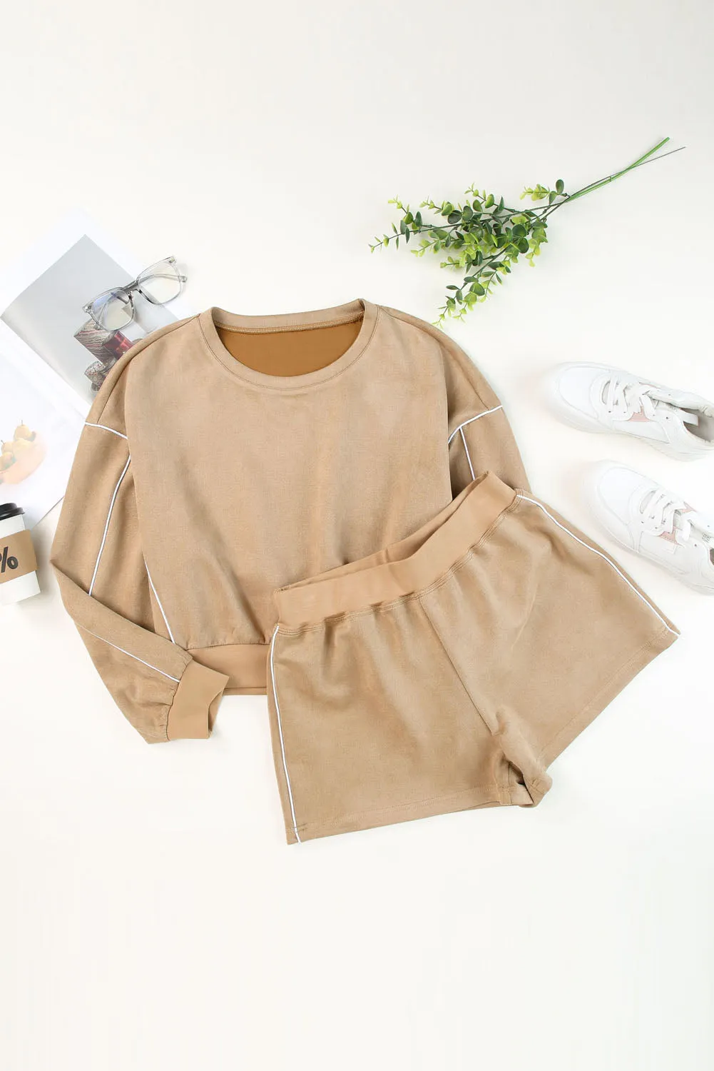 Suede Top and Shorts Set