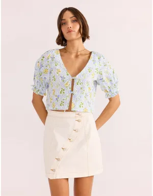 Tabitha wave button mini skirt- White