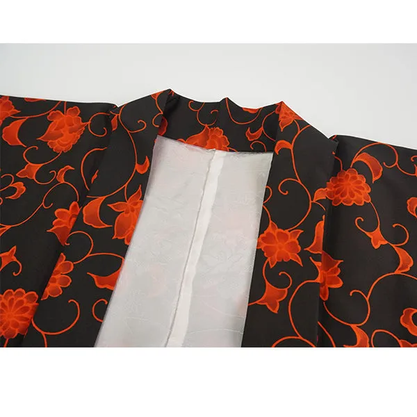 Vintage Haori Kimono Jacket Silk, Elegant Black base, Timeless Vines