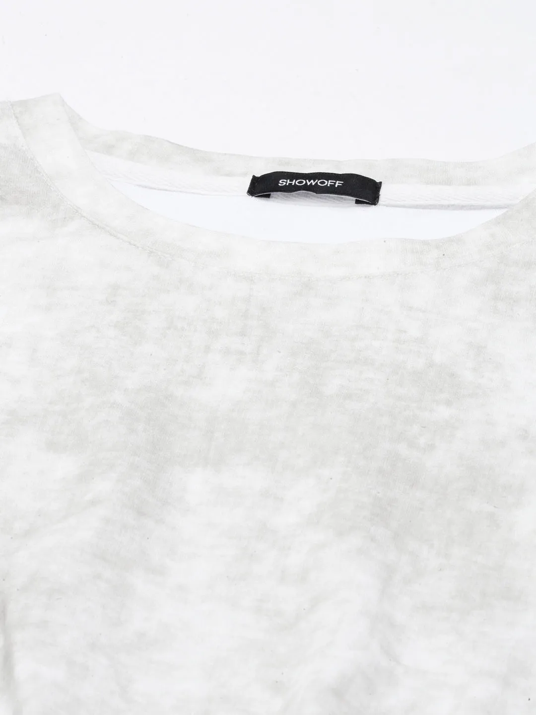 Women Solid Off White Blouson Drop Shoulder Crop Top